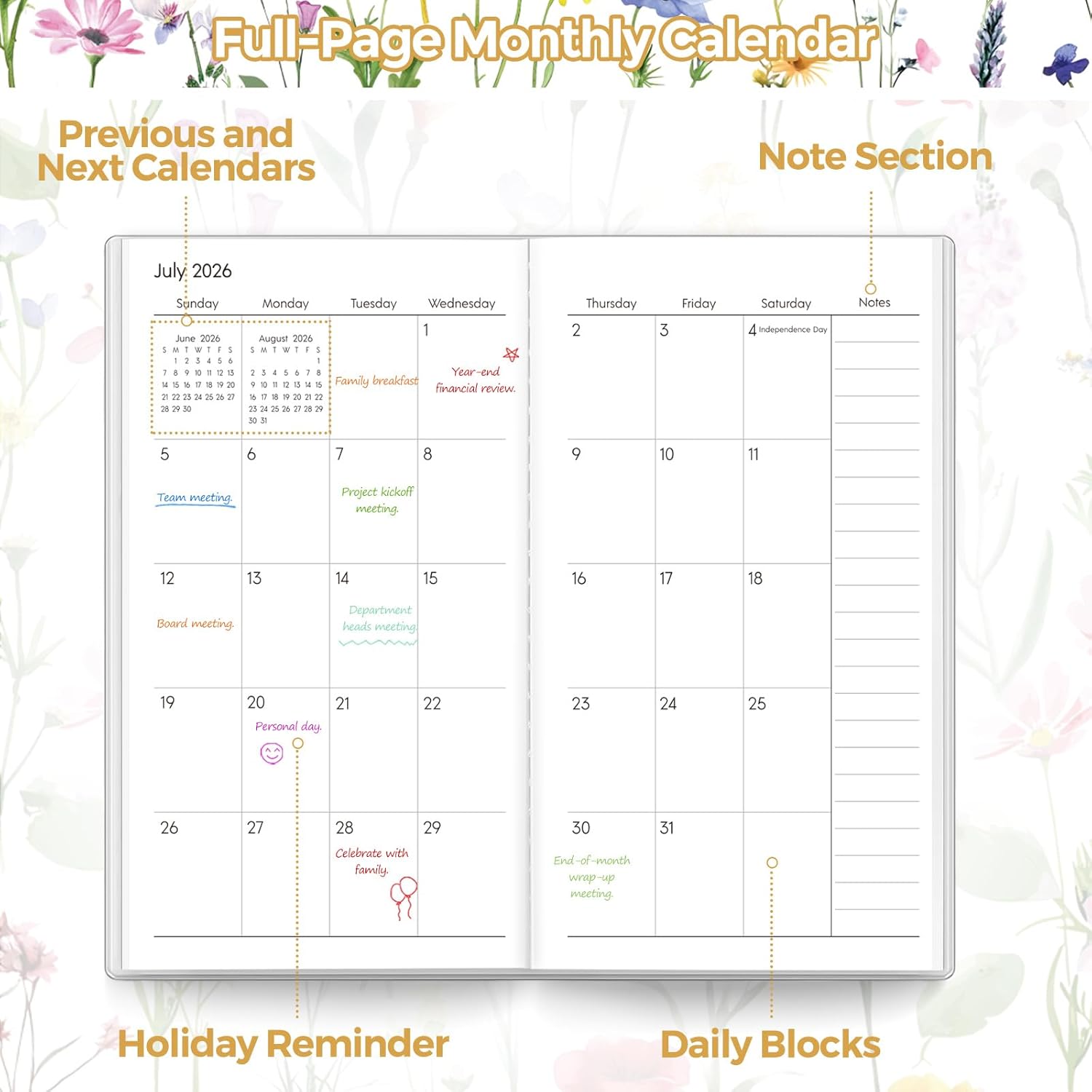 SKYDUE Pocket Calendar 2026-2027, Pocket Monthly Planner Jan 2026 - Dec 2027 for Purse, 6.7" X 3.7" 24-Month Small Planner, Academic Year Calendar, Compact Design with Plastic Sleeve