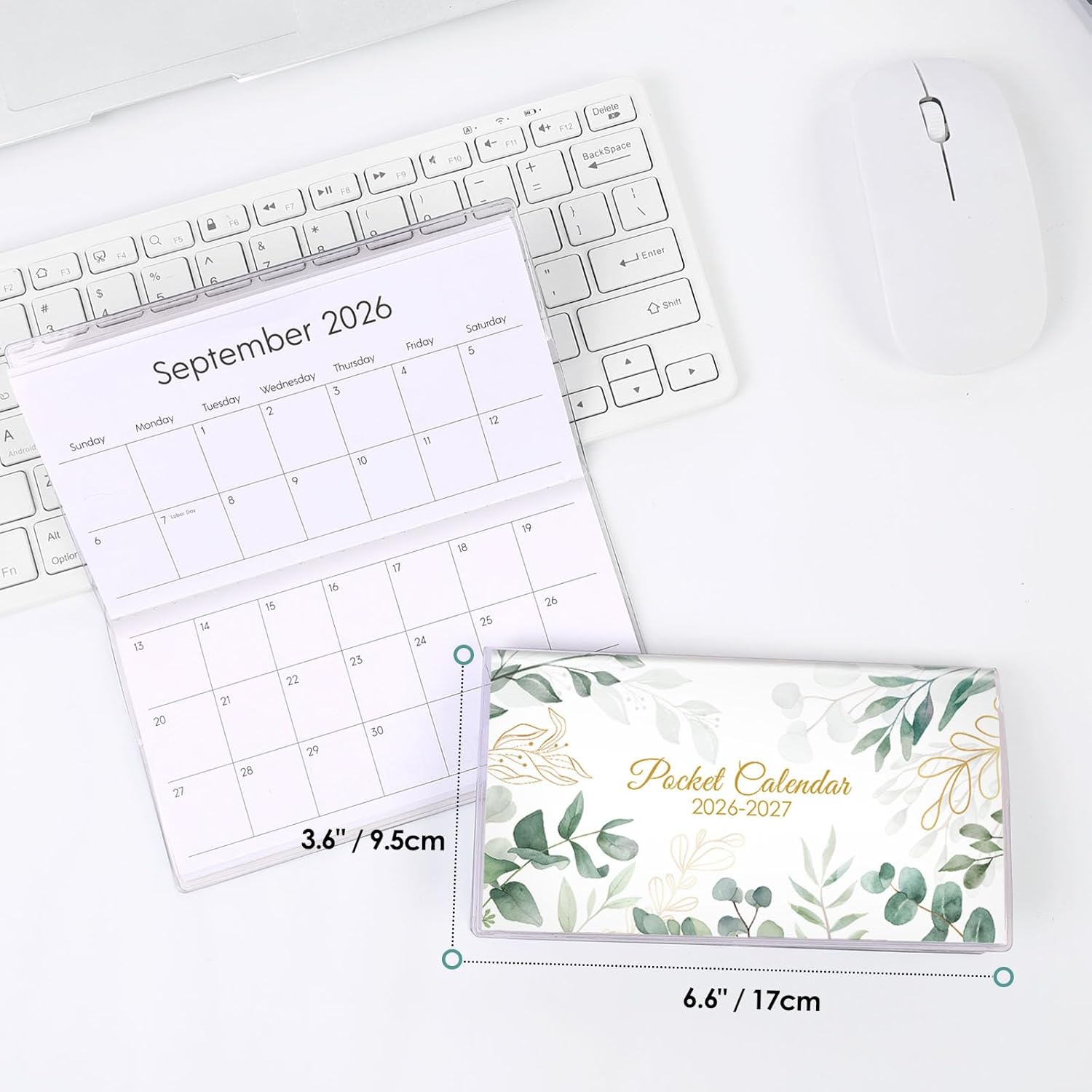 Pocket Calendar 2026-2027 for Purse, 2026-2027 Pocket Planner 24 Months with Soft Waterproof Cover and Premium Paper, 6.5" x 3.5", Floral