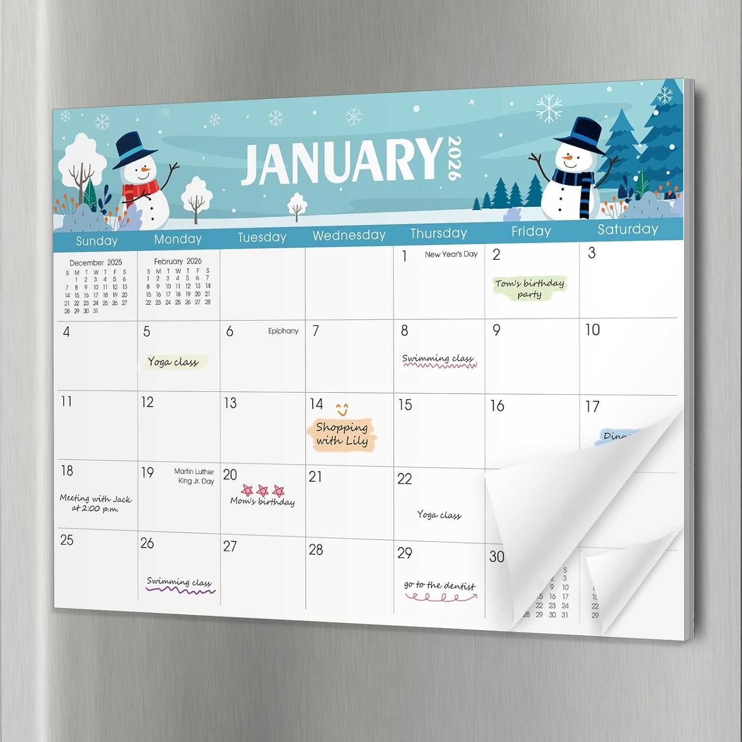 SKYDUE Magnetic Calendar for Refrigerator, Fridge Calendar 2026-2027– 11" x 8.5", 20 Months from Nov. 2025 to Jun. 2027, Holiday Themed