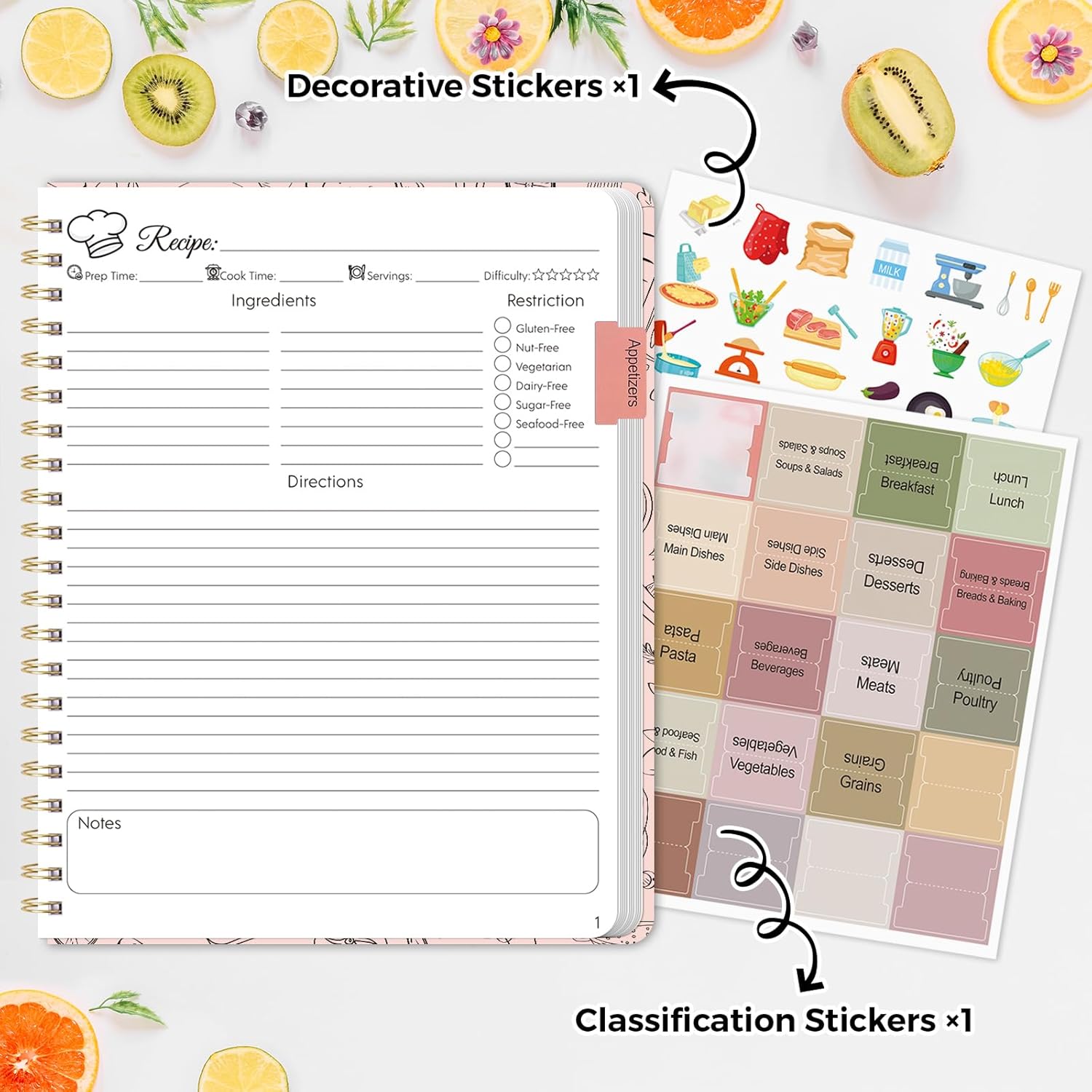SKYDUE Blank Recipe Book to Write In Your Own Recipes, 8.5" x 11" Hardcover Recipe Journal with 140 Pages and Category Tabs