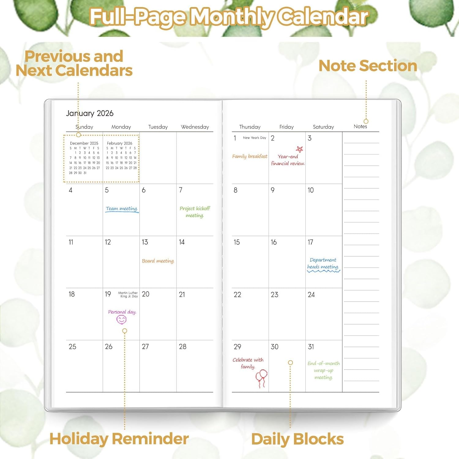 SKYDUE Pocket Calendar 2026-2027, Pocket Monthly Planner Jan 2026 - Dec 2027 for Purse, 6.7" X 3.7" 24-Month Small Planner, Academic Year Calendar, Compact Design with Plastic Sleeve