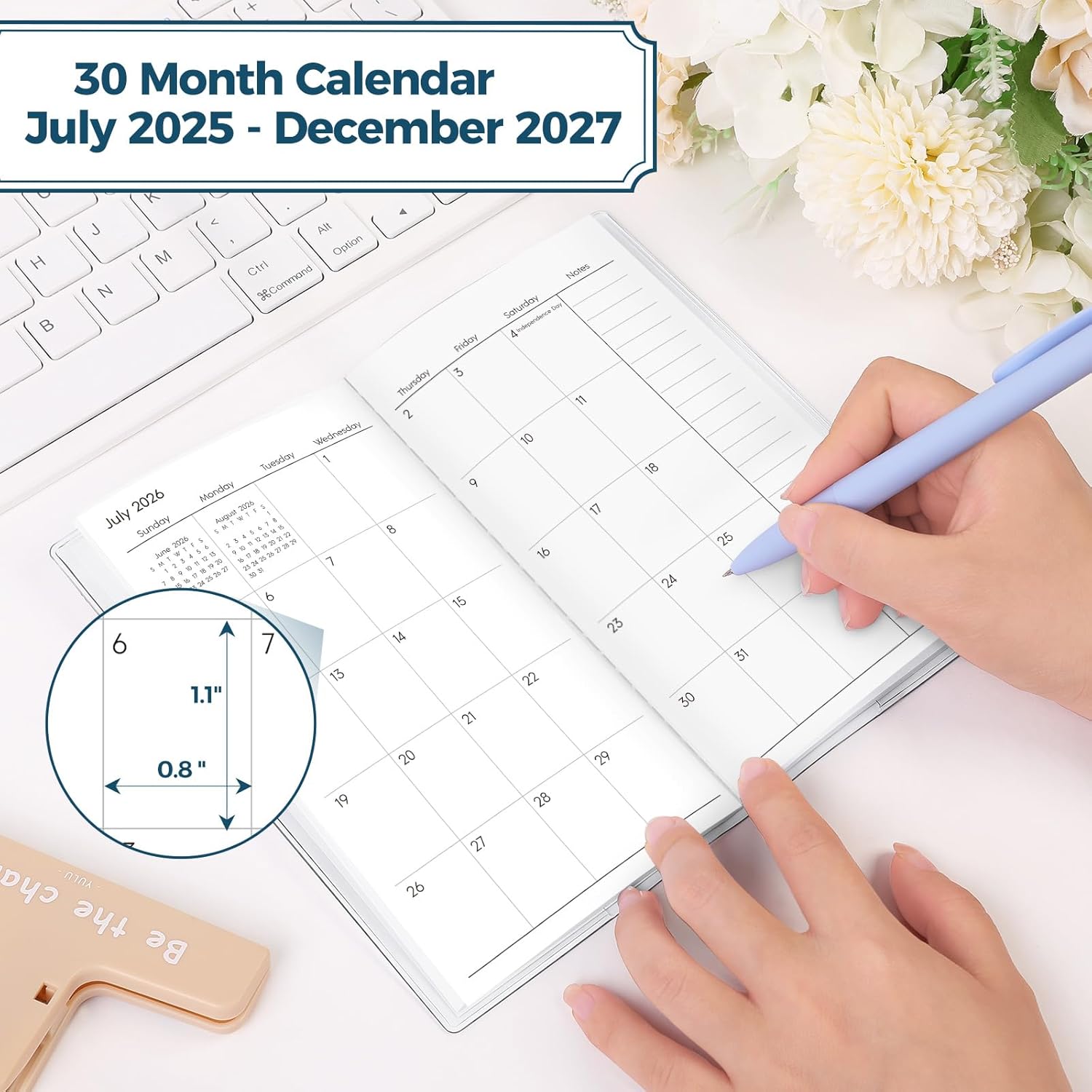 SKYDUE Pocket Calendar 2026-2027, Pocket Monthly Planner Jan 2026 - Dec 2027 for Purse, 6.7" X 3.7" 24-Month Small Planner, Academic Year Calendar, Compact Design with Plastic Sleeve