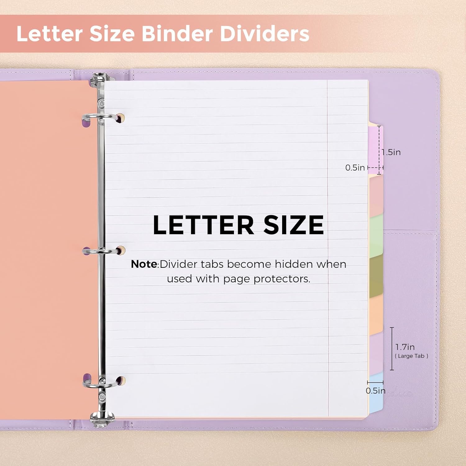 SKYDUE 8 Tab Binder Dividers, Letter Size, Durable Plastic Dividers for 3 Ring Binder, Write & Erase Binder Dividers with Tabs, 1 Set, Aesthetic Pastels Binder Divider for School, Office