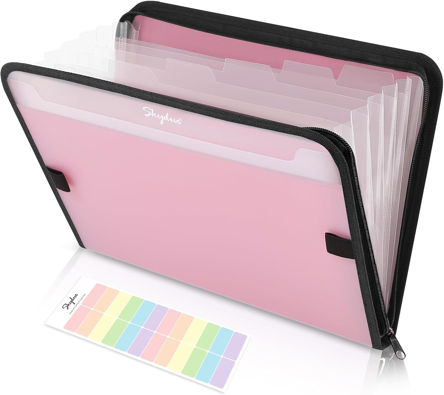 Document Organizer, Accordion Folder with Front Pocket, 7 Pocket Expanding File Folder, Letter Size, Important Document Folder with Double Zipper, School Office Supplies (Blue, 1 Pack)