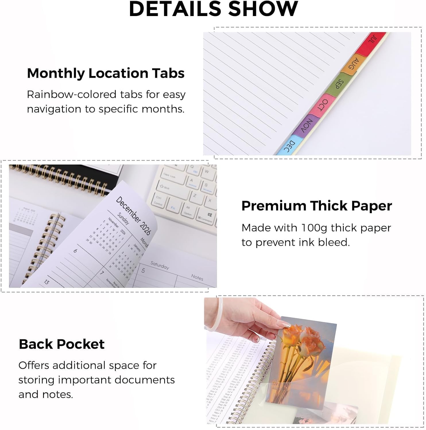 SKYDUE Appointment Book 2026-2027, Academic Hourly Planner from July 2026 - June 2027, 8.5" x 11" Weekly & Monthly Schedule Planner with 15-Minute Interval- Perfect for Daily Planning White Flower