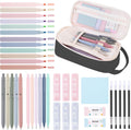 SKYDUE Cute School Supplies 38 PCS, Pencil Case with 12 Pastel Highlighters, 5 Black Gel Pens, Mechanical Pencils, College Essentials Students Stationary Set Pink