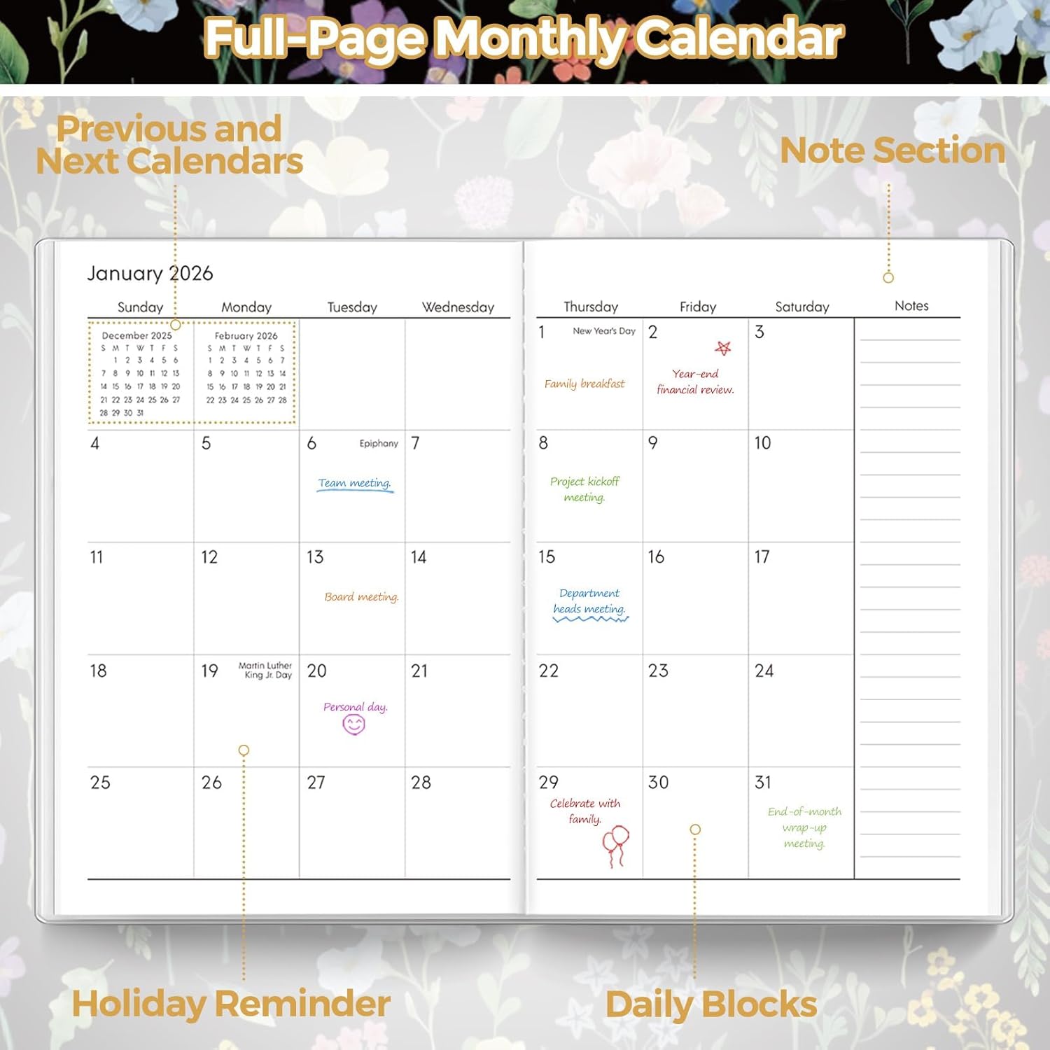 SKYDUE Pocket Calendar 2026-2027, Pocket Monthly Planner Jan 2026 - Dec 2027 for Purse, 6.7" X 3.7" 24-Month Small Planner, Academic Year Calendar, Compact Design with Plastic Sleeve