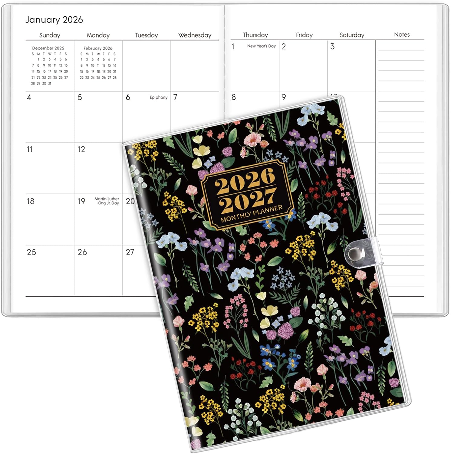 SKYDUE Pocket Calendar 2026-2027, Pocket Monthly Planner Jan 2026 - Dec 2027 for Purse, 6.7" X 3.7" 24-Month Small Planner, Academic Year Calendar, Compact Design with Plastic Sleeve