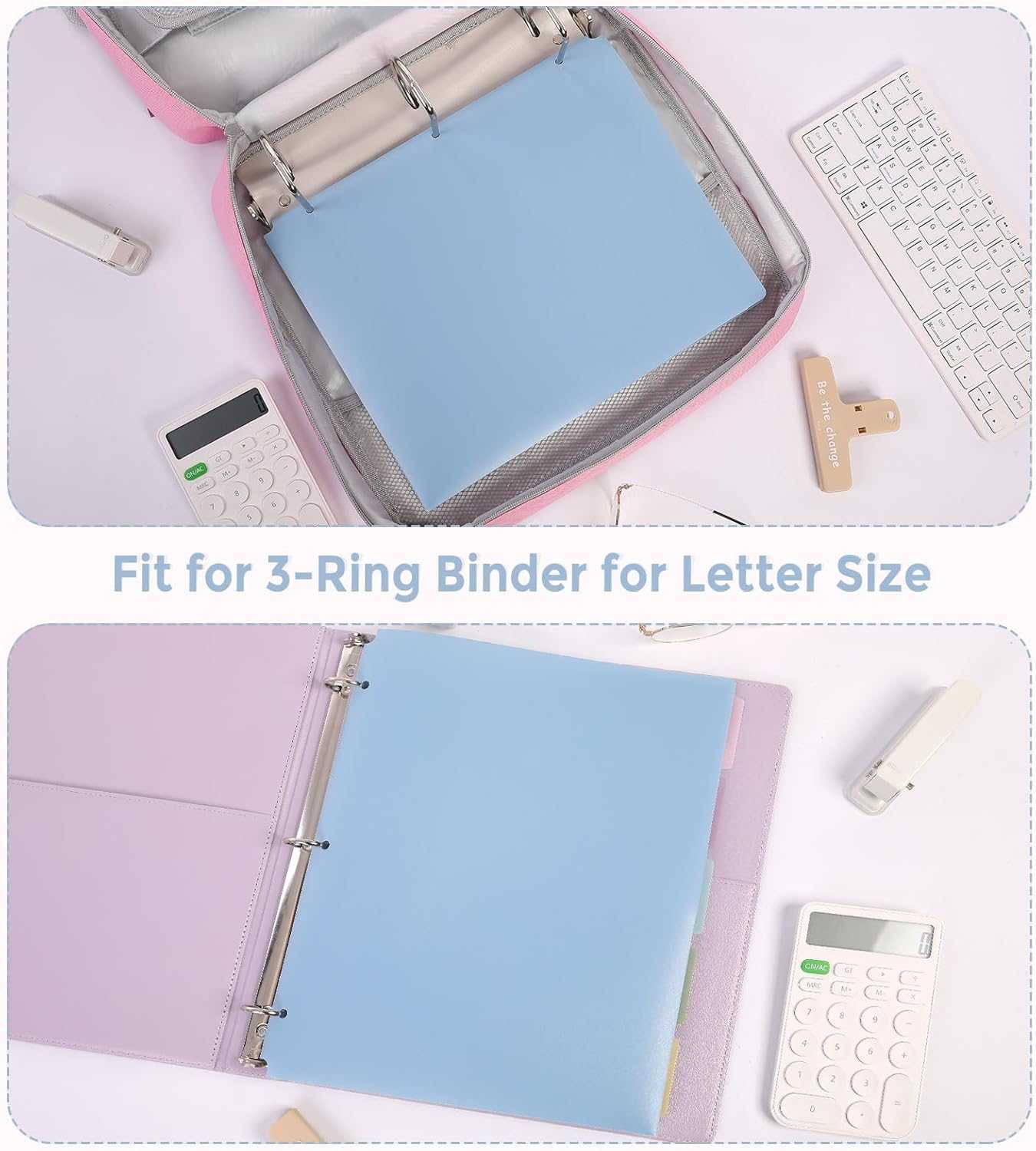 SKYDUE Accordion File Organizer, 8 Pockets Expanding File Folder &Plastic Pocket Folders，2 Pockets and 3 Dividers, Letter Size – Fits 3-Ring Binders