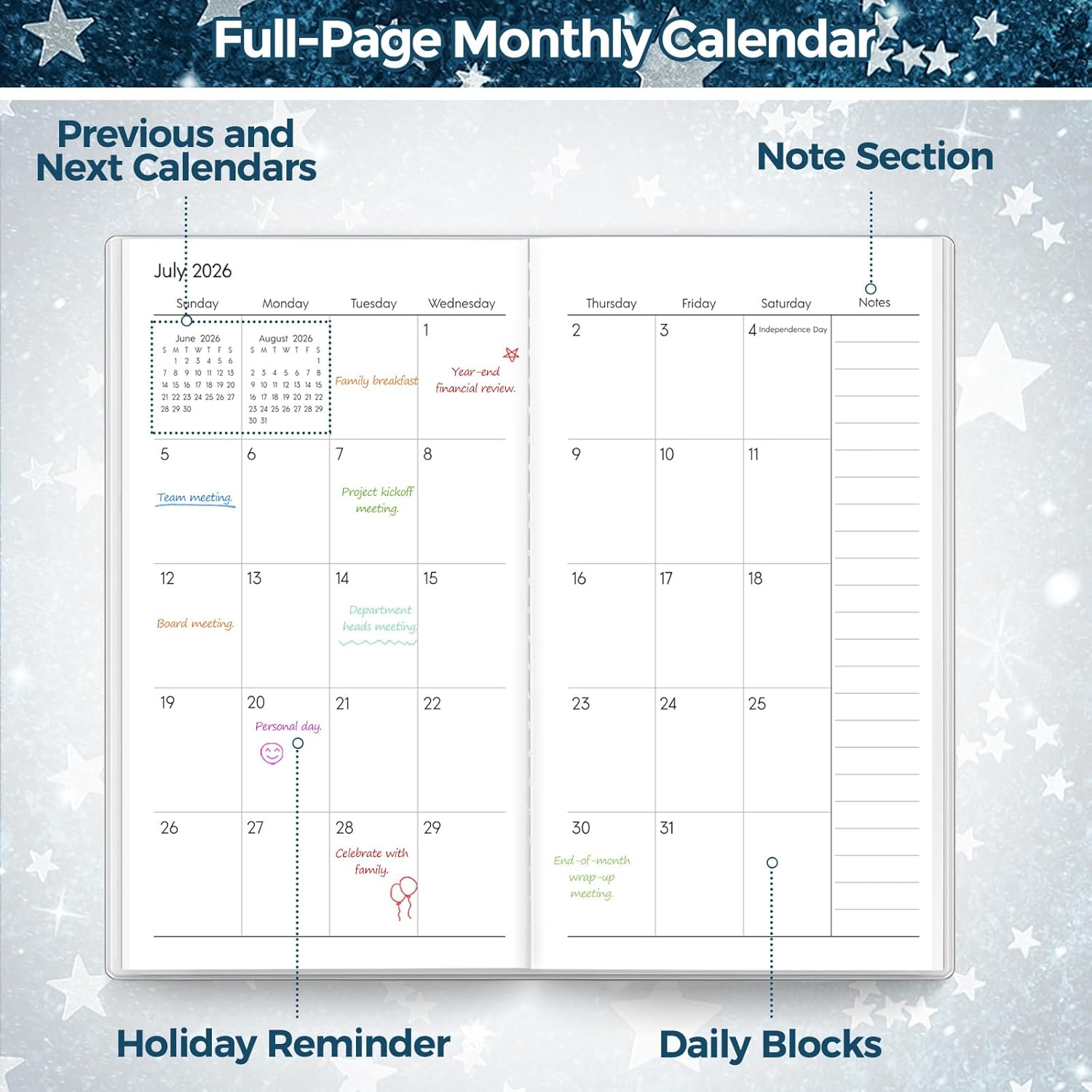 SKYDUE Pocket Calendar 2026-2027, Pocket Monthly Planner Jan 2026 - Dec 2027 for Purse, 6.7" X 3.7" 24-Month Small Planner, Academic Year Calendar, Compact Design with Plastic Sleeve