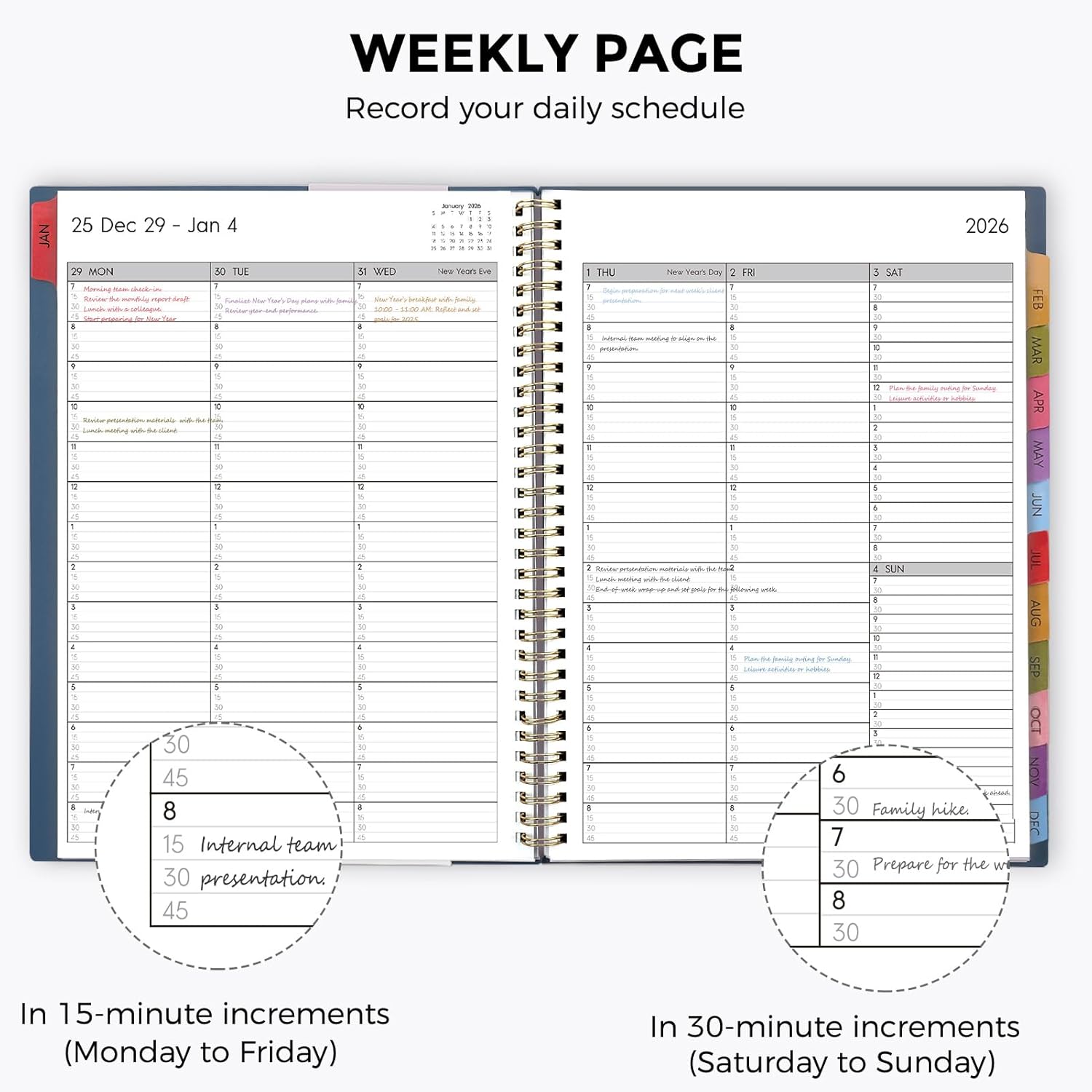 SKYDUE Appointment Book 2026-2027, Academic Hourly Planner from July 2026 - June 2027, 8.5" x 11" Weekly & Monthly Schedule Planner with 15-Minute Interval- Perfect for Daily Planning White Flower