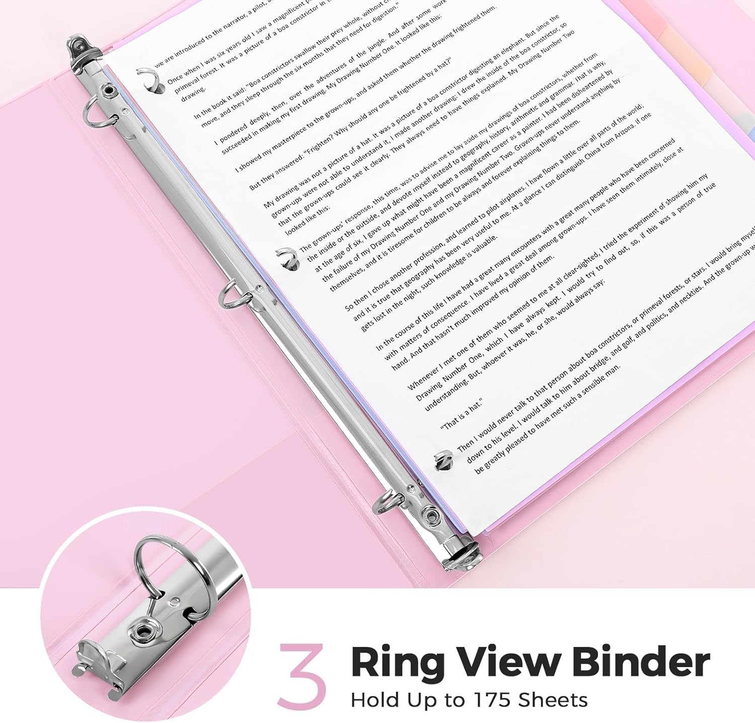 1 Inch 3-Ring Binder with 8 Dividers for Letter Size, Durable Heavy Duty Loose-Leaf Organizer for School Office Home – Letter Size Document Folder with Custom Section Tabs Light Purple