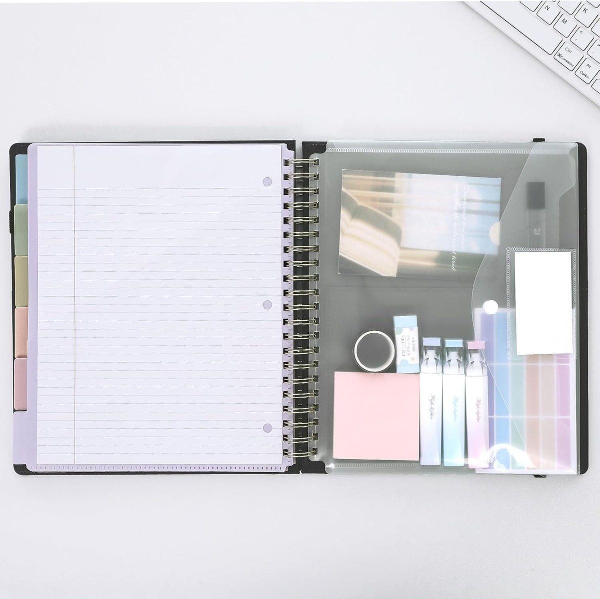 SKYDUE Clipboard Folder with Storage, 6 Dividers with 12 Pockets for Letter Size, Storage Clipboard Folio with Refillable Notepad, Spiral Clipboards Padfolio for Teacher Worker Supplies