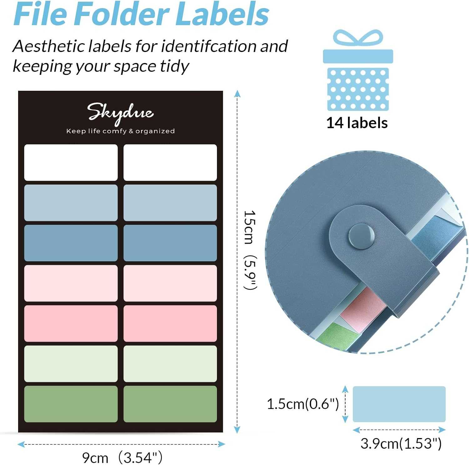 SKYDUE Expanding File Organizer with 8 Pockets & Plastic Pocket Folders