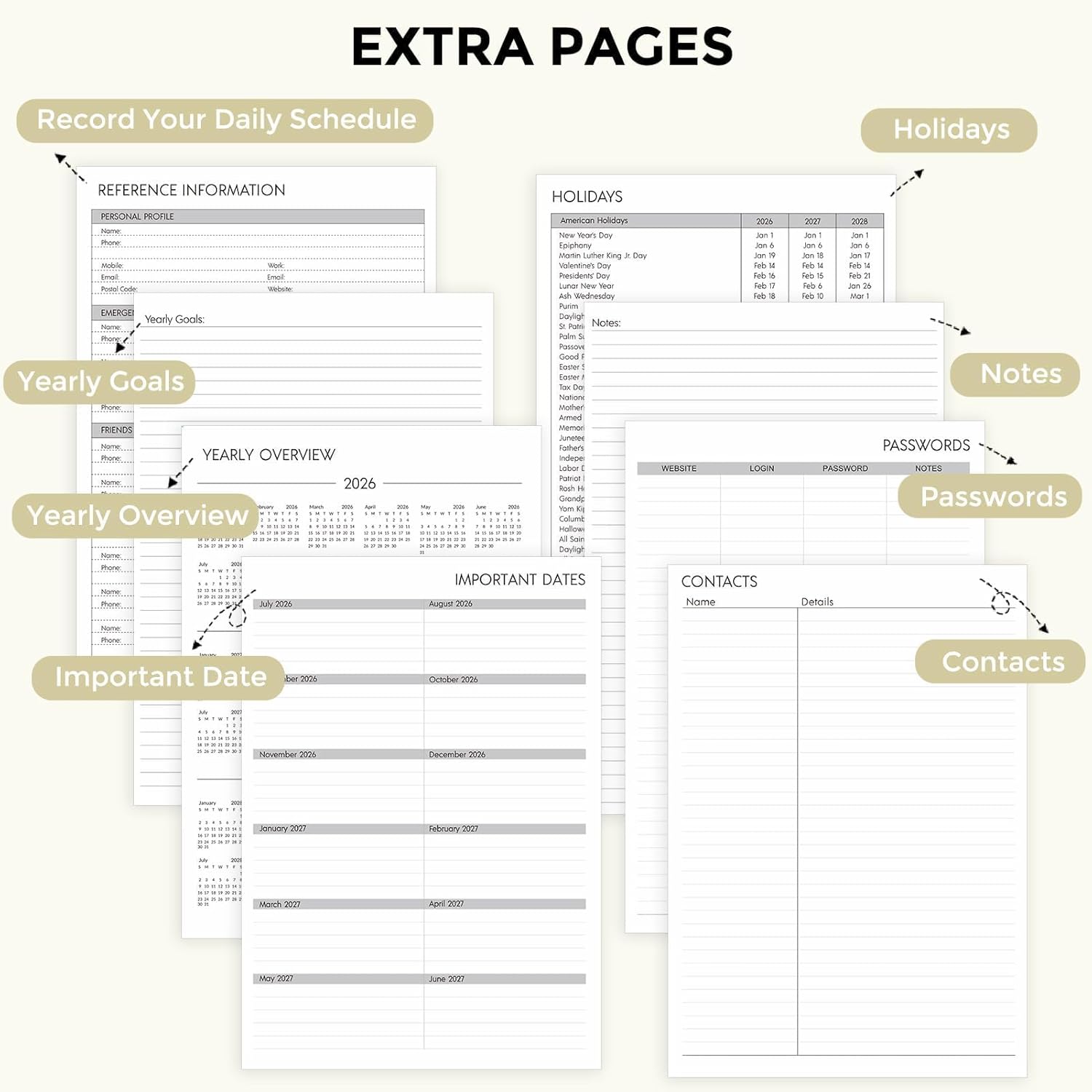 SKYDUE Appointment Book 2026-2027, Academic Hourly Planner from July 2026 - June 2027, 8.5" x 11" Weekly & Monthly Schedule Planner with 15-Minute Interval- Perfect for Daily Planning White Flower