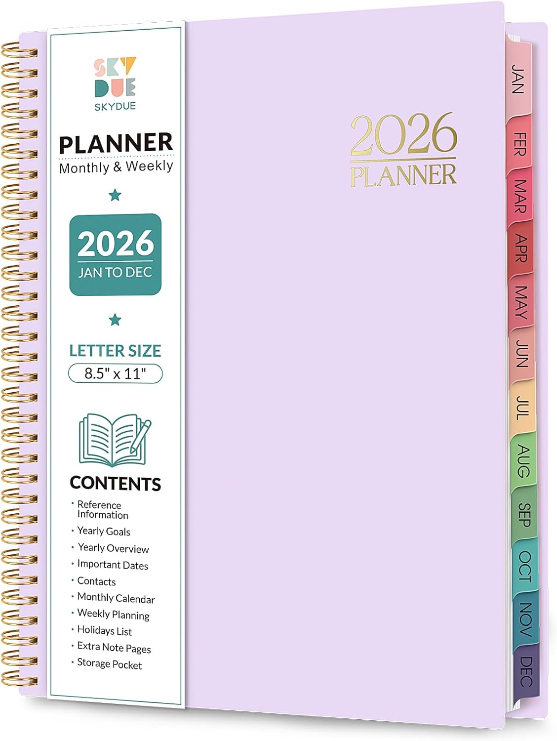 Planner 2026, 8.5" x 11" Monthly & Weekly Planner with Tabs, JAN - DEC 2026, Goal Setting & Time Management Organizer for Professionals & Students