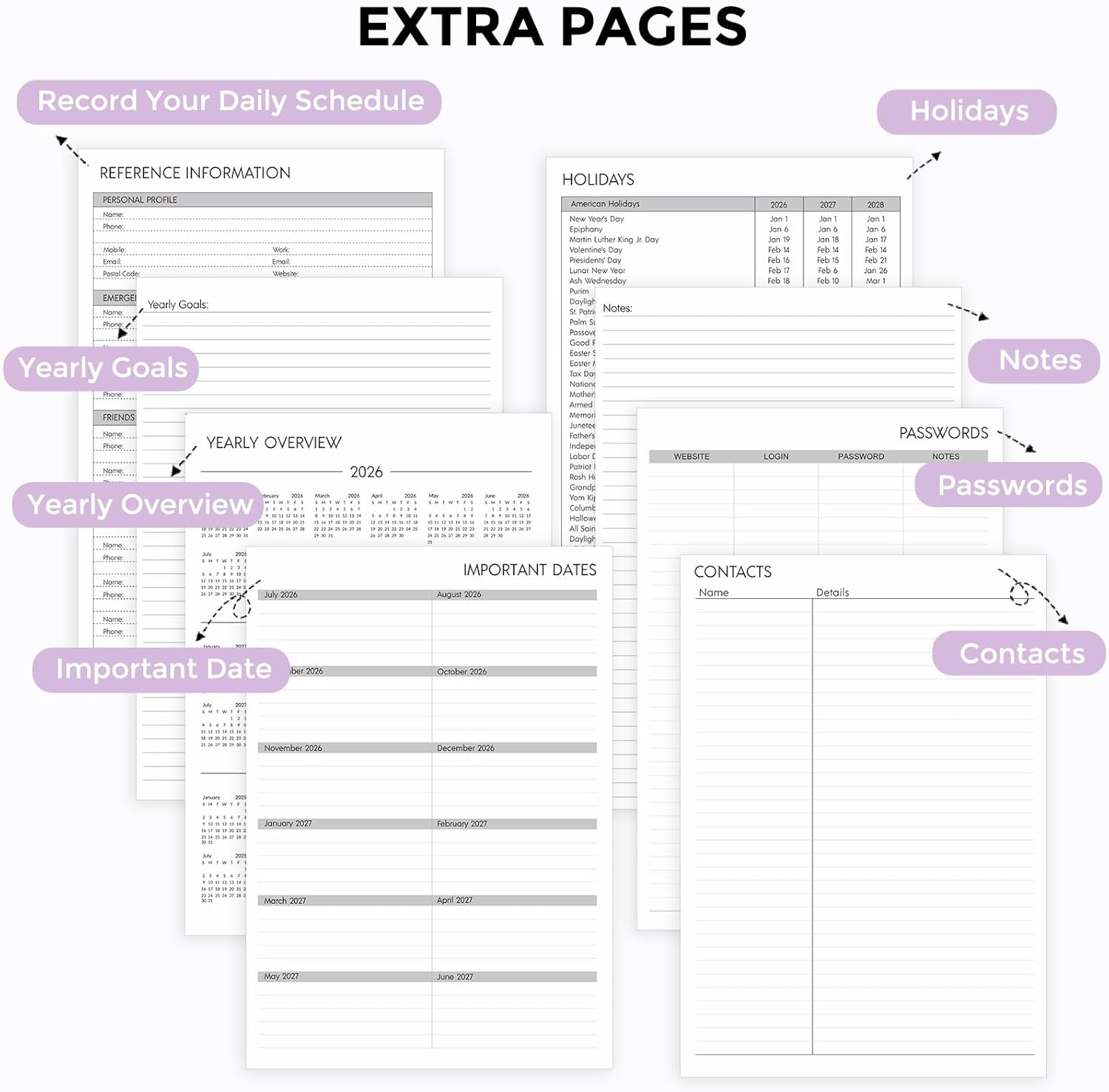 SKYDUE Appointment Book 2026-2027, Academic Hourly Planner from July 2026 - June 2027, 8.5" x 11" Weekly & Monthly Schedule Planner with 15-Minute Interval- Perfect for Daily Planning White Flower
