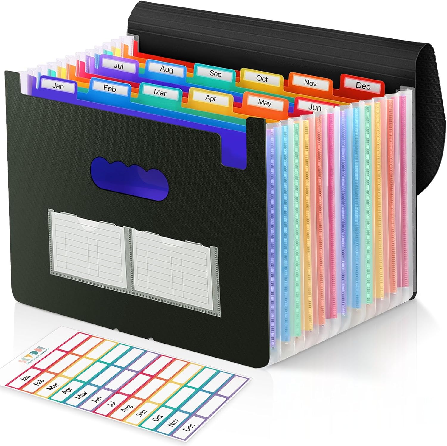 SKYDUE Accordion File Organizer, Expanding File Folder with 13 Pockets, Portable Document Paper Bill Receipt Organizer, Home School Office Supplies, Letter A4 Size Haze Blue
