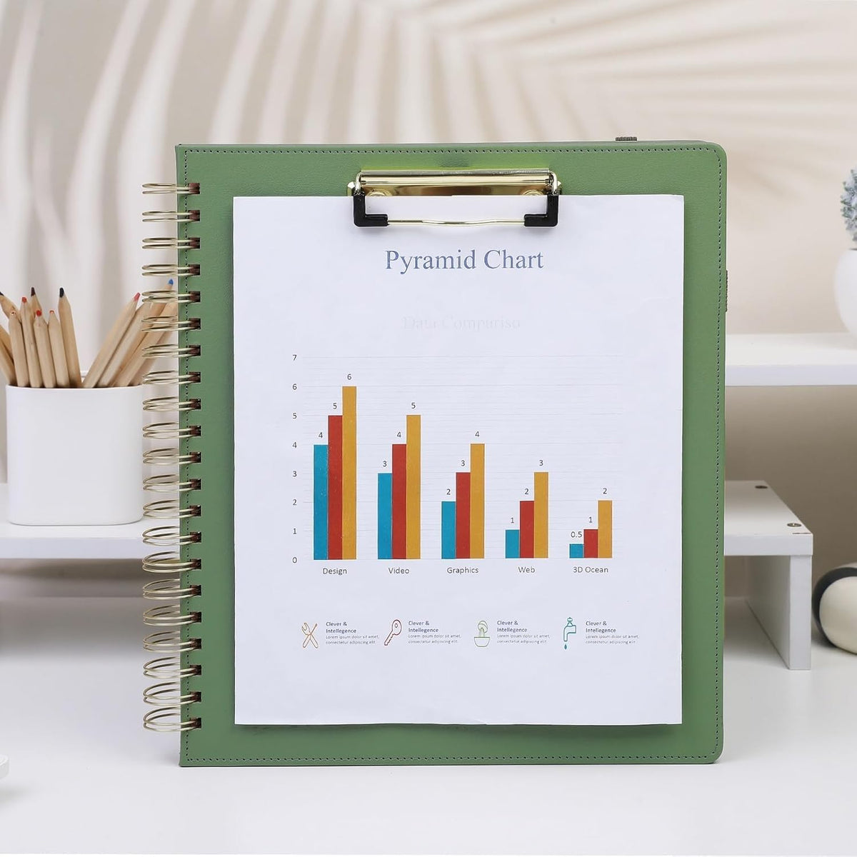 SKYDUE Clipboard Folder with Storage, 6 Dividers with 12 Pockets for Letter Size, Storage Clipboard Folio with Refillable Notepad, Spiral Clipboards Padfolio for Teacher Worker Supplies