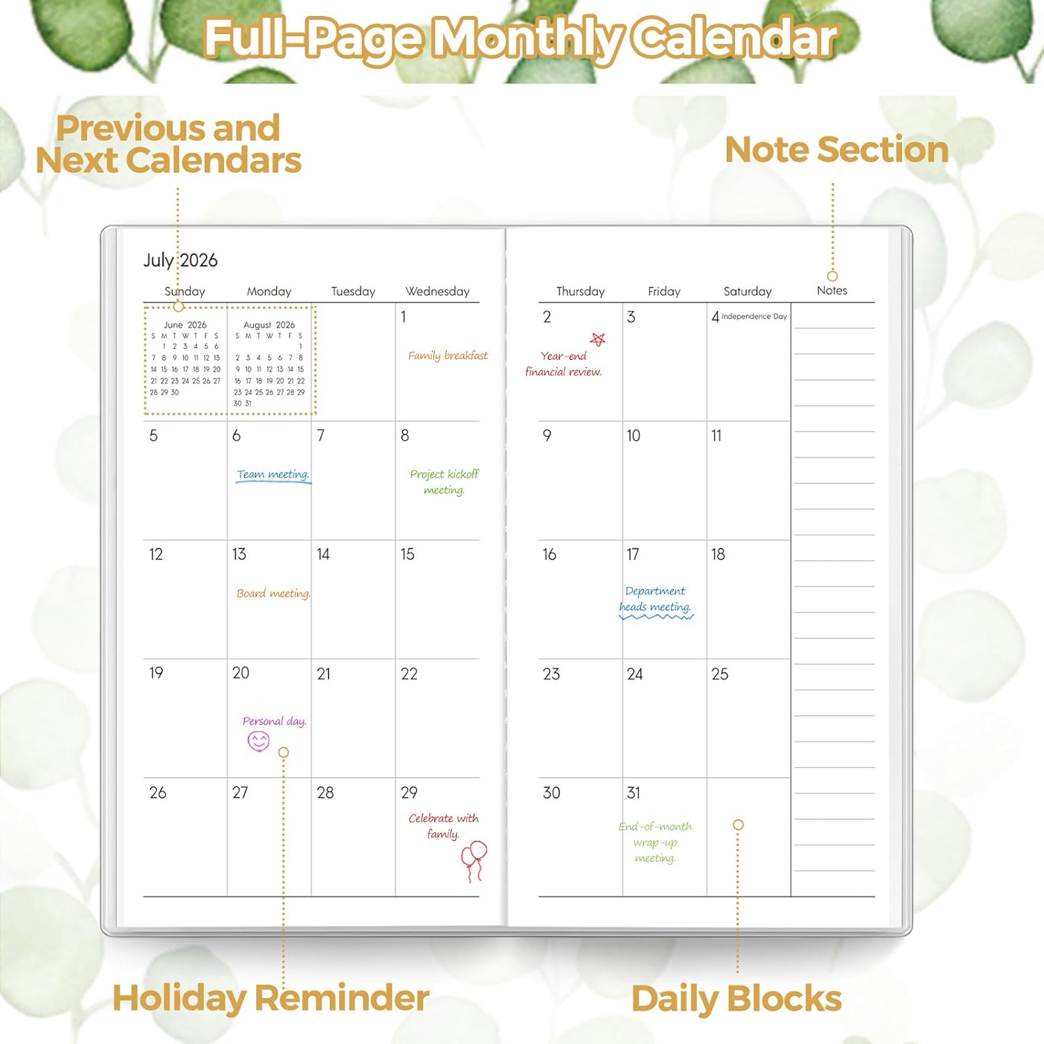 SKYDUE Pocket Calendar 2026-2027, Pocket Monthly Planner Jan 2026 - Dec 2027 for Purse, 6.7" X 3.7" 24-Month Small Planner, Academic Year Calendar, Compact Design with Plastic Sleeve