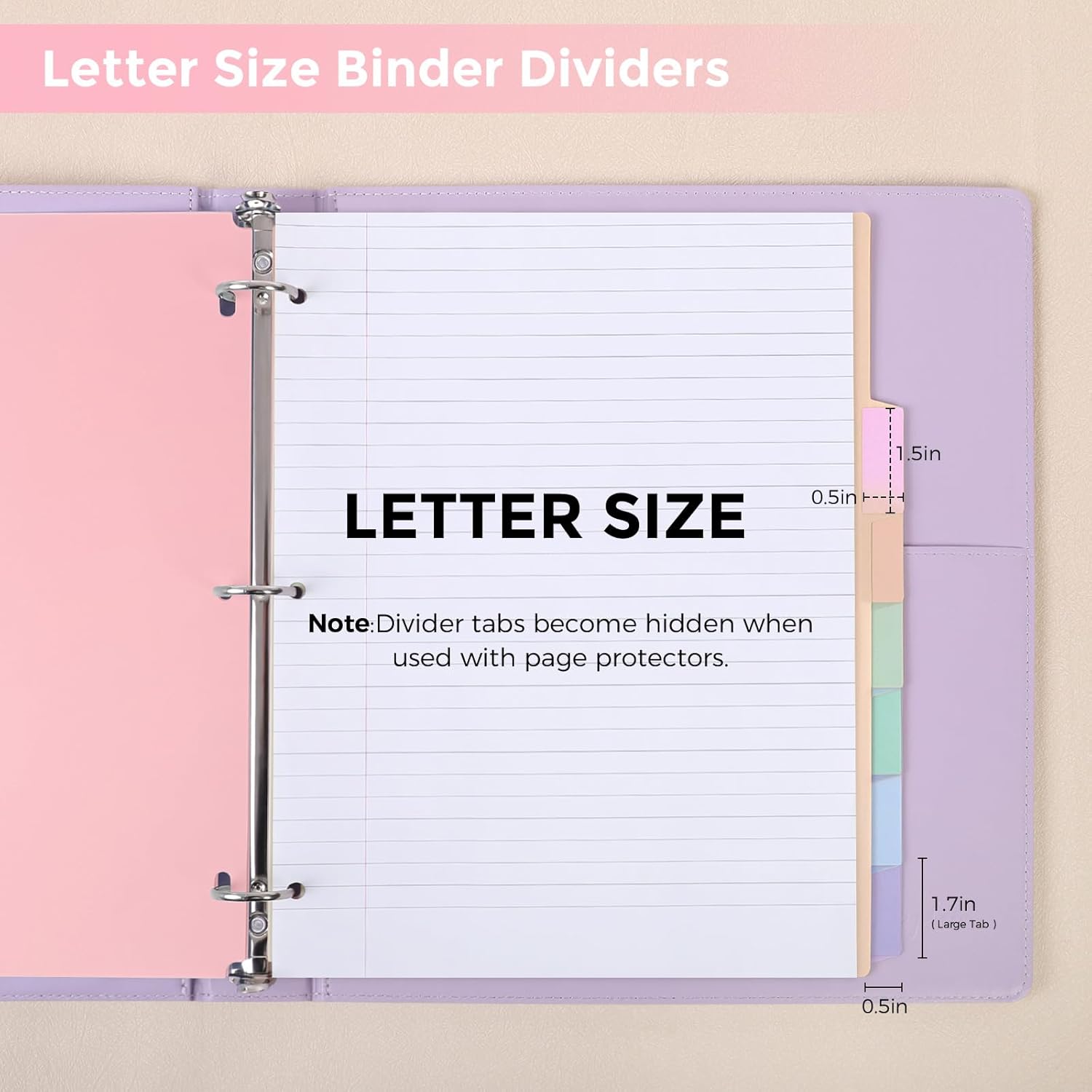 SKYDUE 8 Tab Binder Dividers, Letter Size, Durable Plastic Dividers for 3 Ring Binder, Write & Erase Binder Dividers with Tabs, 1 Set, Aesthetic Pastels Binder Divider for School, Office