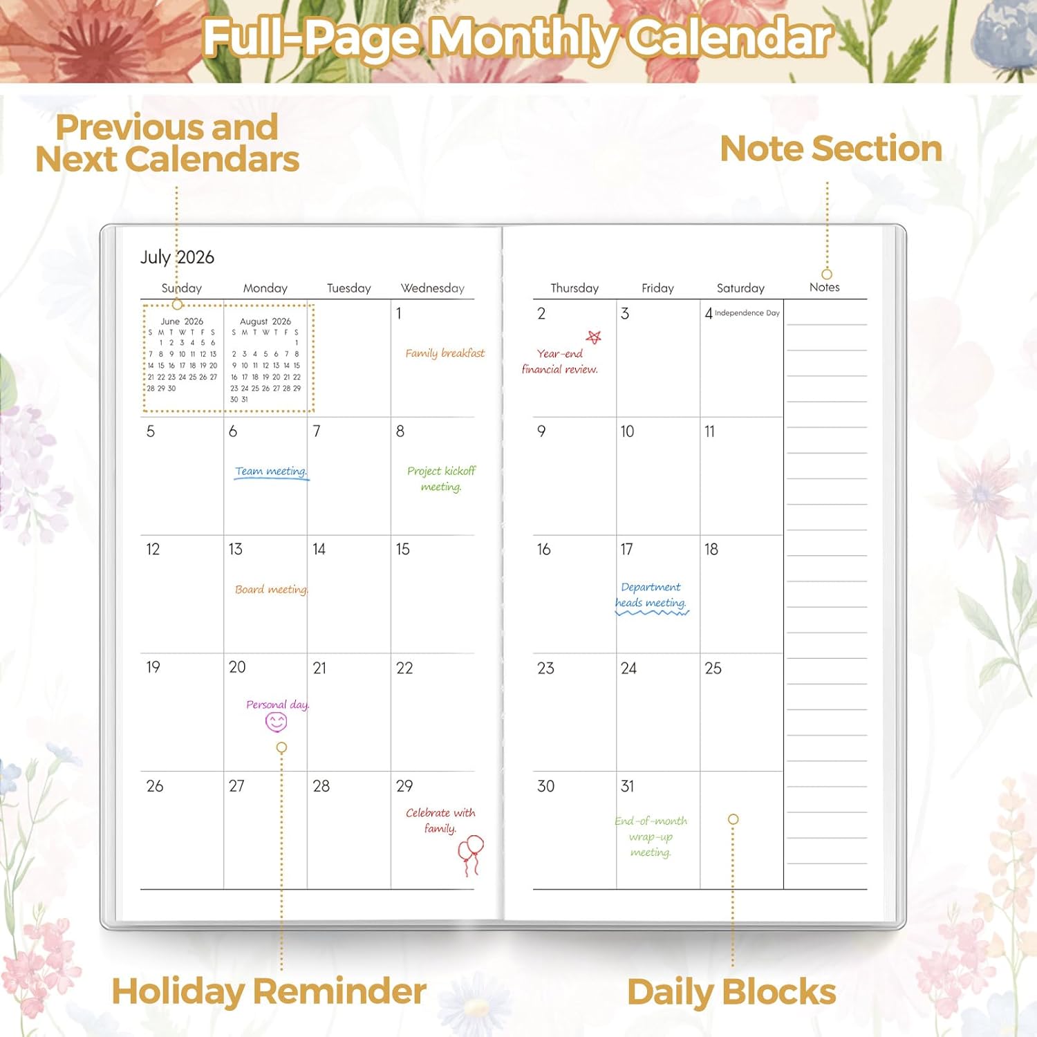 SKYDUE Pocket Calendar 2026-2027, Pocket Monthly Planner Jan 2026 - Dec 2027 for Purse, 6.7" X 3.7" 24-Month Small Planner, Academic Year Calendar, Compact Design with Plastic Sleeve