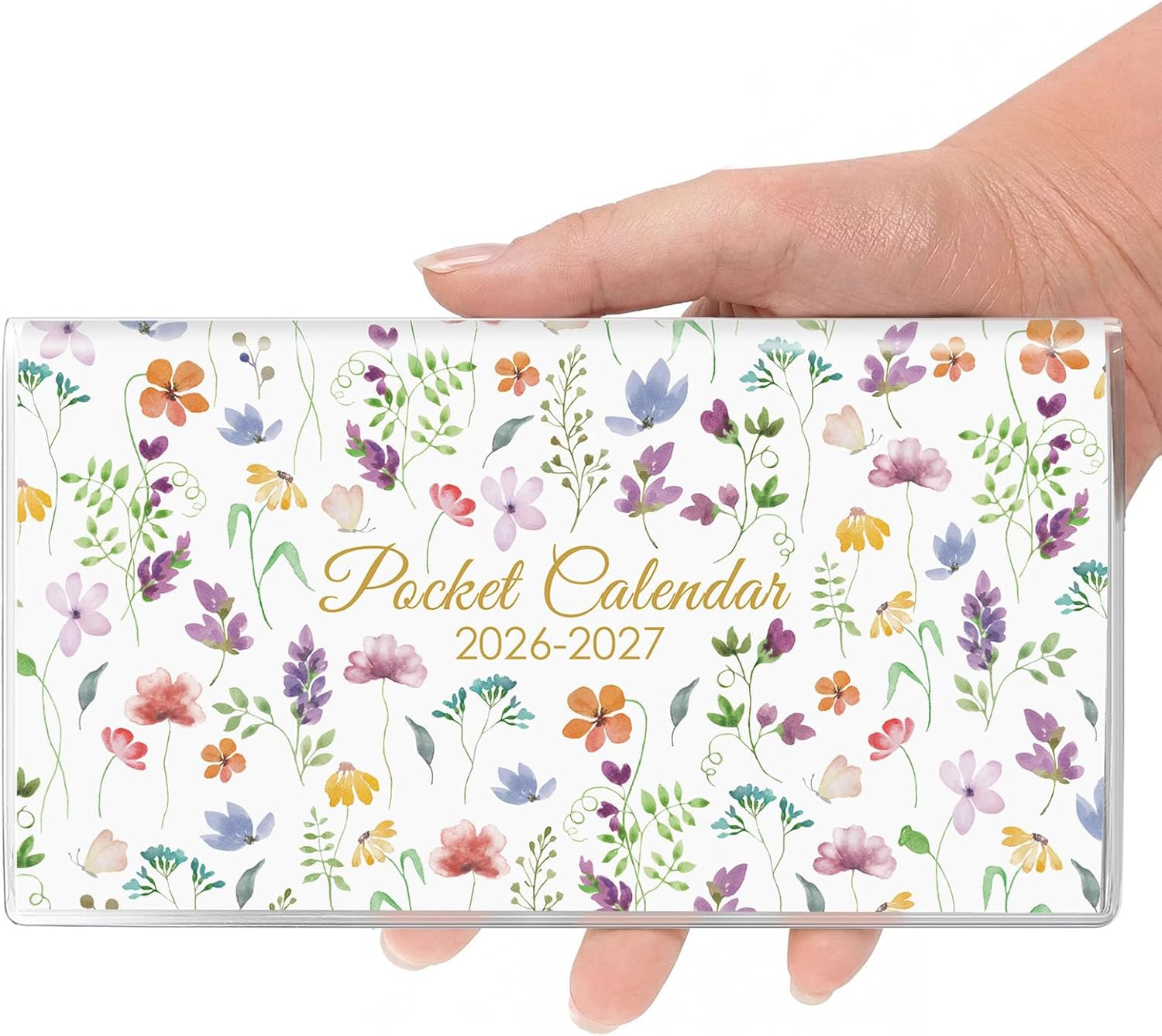 Pocket Calendar 2026-2027 for Purse, 2026-2027 Pocket Planner 24 Months with Soft Waterproof Cover and Premium Paper, 6.5" x 3.5", Floral