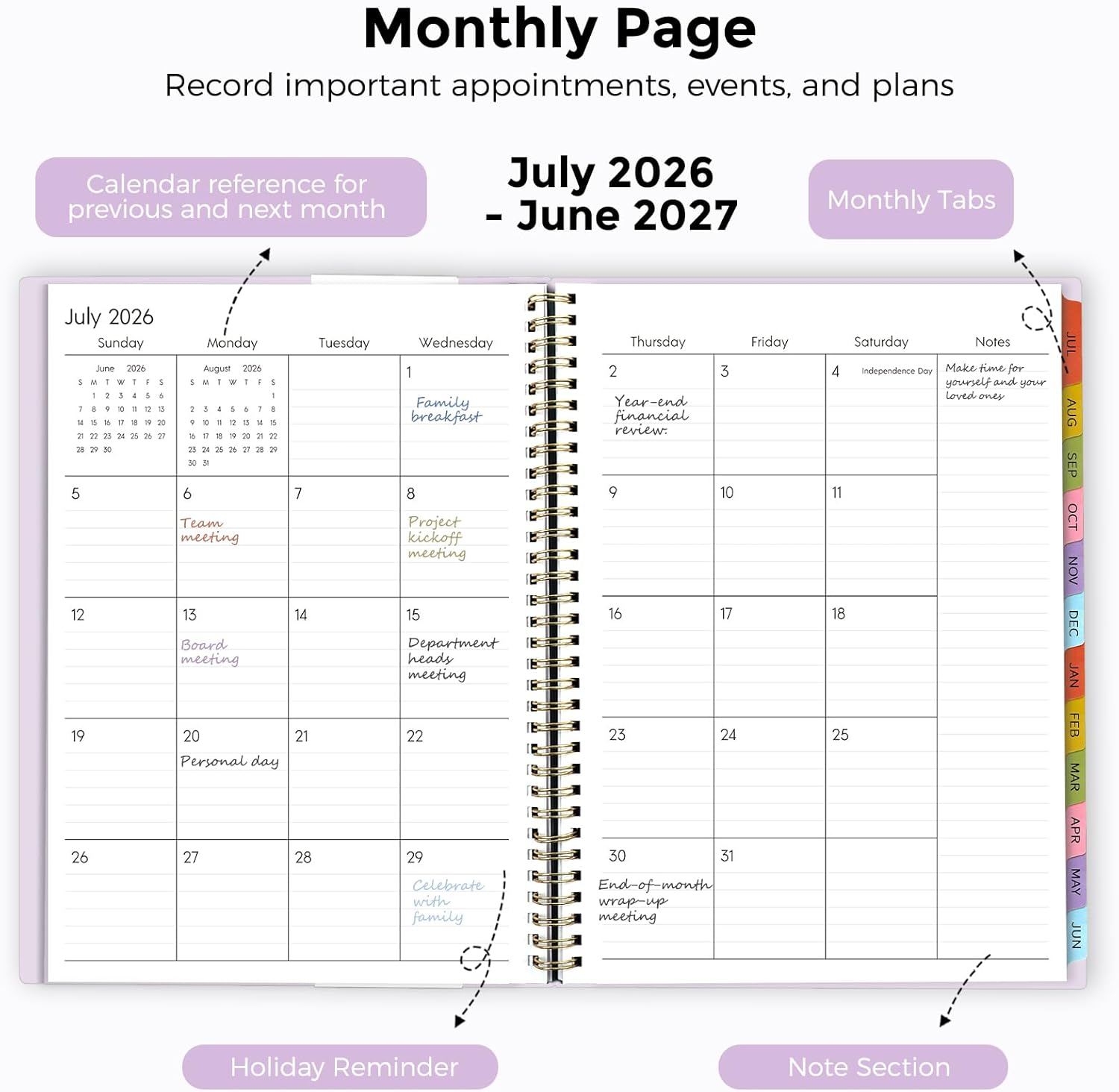 SKYDUE Appointment Book 2026-2027, Academic Hourly Planner from July 2026 - June 2027, 8.5" x 11" Weekly & Monthly Schedule Planner with 15-Minute Interval- Perfect for Daily Planning White Flower