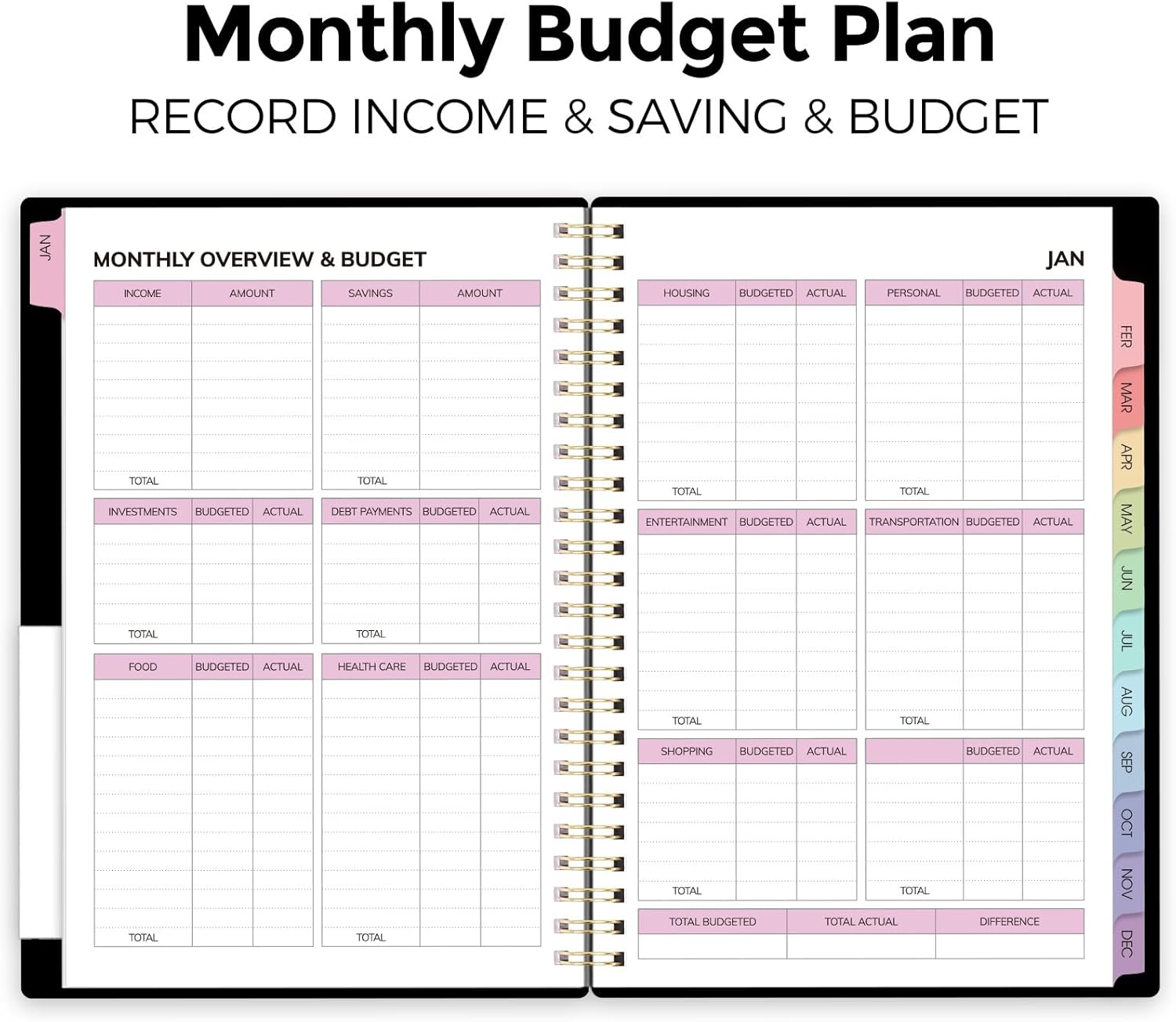 2026 Budget Planner, January 2026 - December 2026, Monthly Budget Book with Expense Tracker Notebook, 12 Month Bill Organizer & Finance Planner to Manage Your Money, 6" x 8.5" Account Book with Tab