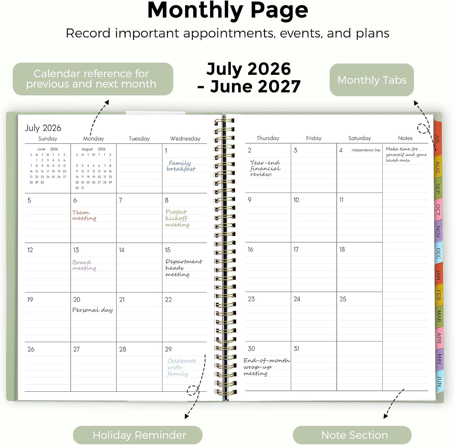 SKYDUE Appointment Book 2026-2027, Academic Hourly Planner from July 2026 - June 2027, 8.5" x 11" Weekly & Monthly Schedule Planner with 15-Minute Interval- Perfect for Daily Planning White Flower