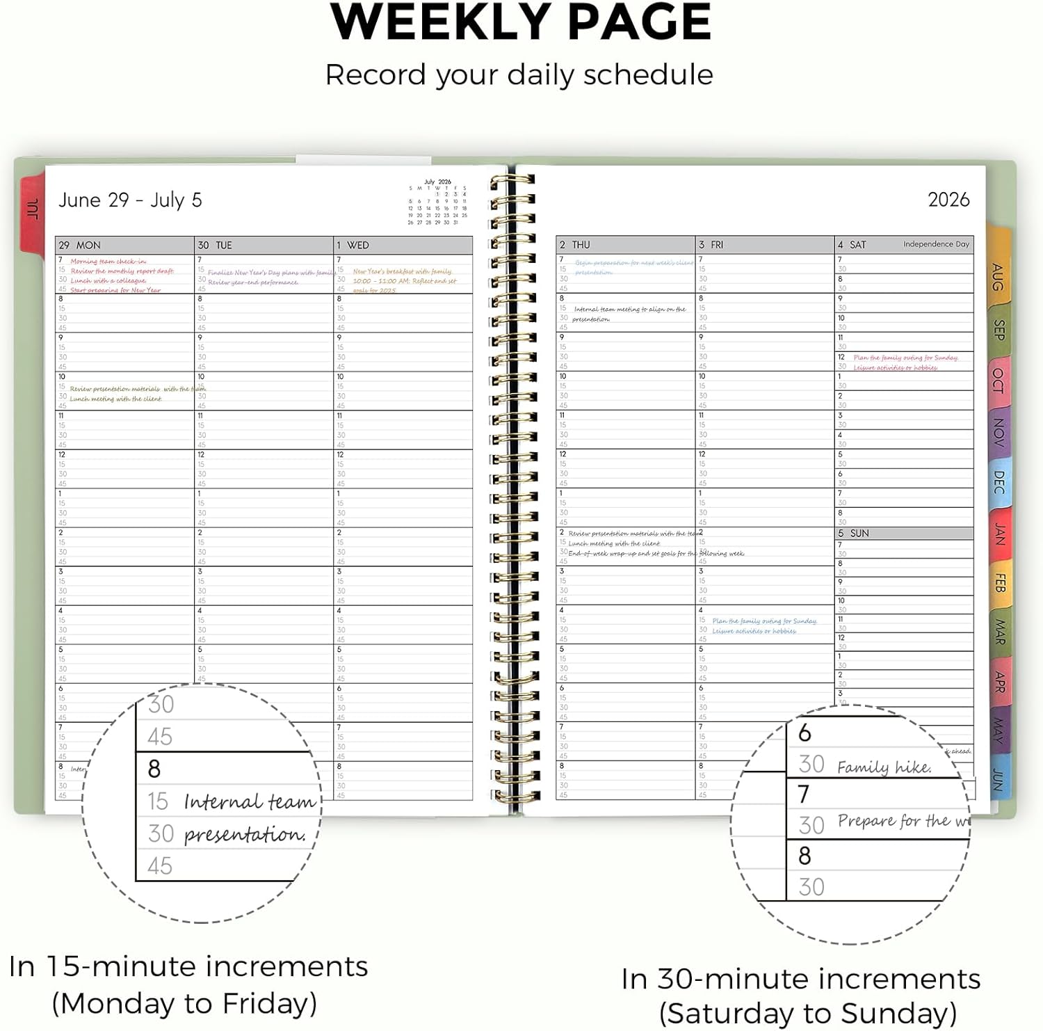 SKYDUE Appointment Book 2026-2027, Academic Hourly Planner from July 2026 - June 2027, 8.5" x 11" Weekly & Monthly Schedule Planner with 15-Minute Interval- Perfect for Daily Planning White Flower