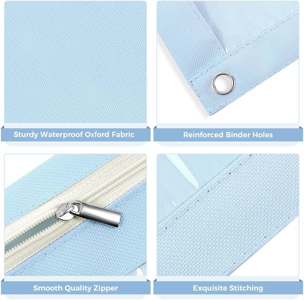 SKYDUE 3 Ring Pencil Pouch for Binder, Zipper Binder Pencil Pouch with 3 Pockets and Mesh Window, Durable Organizer for School Supplies, Cables, Earbuds, Makeup