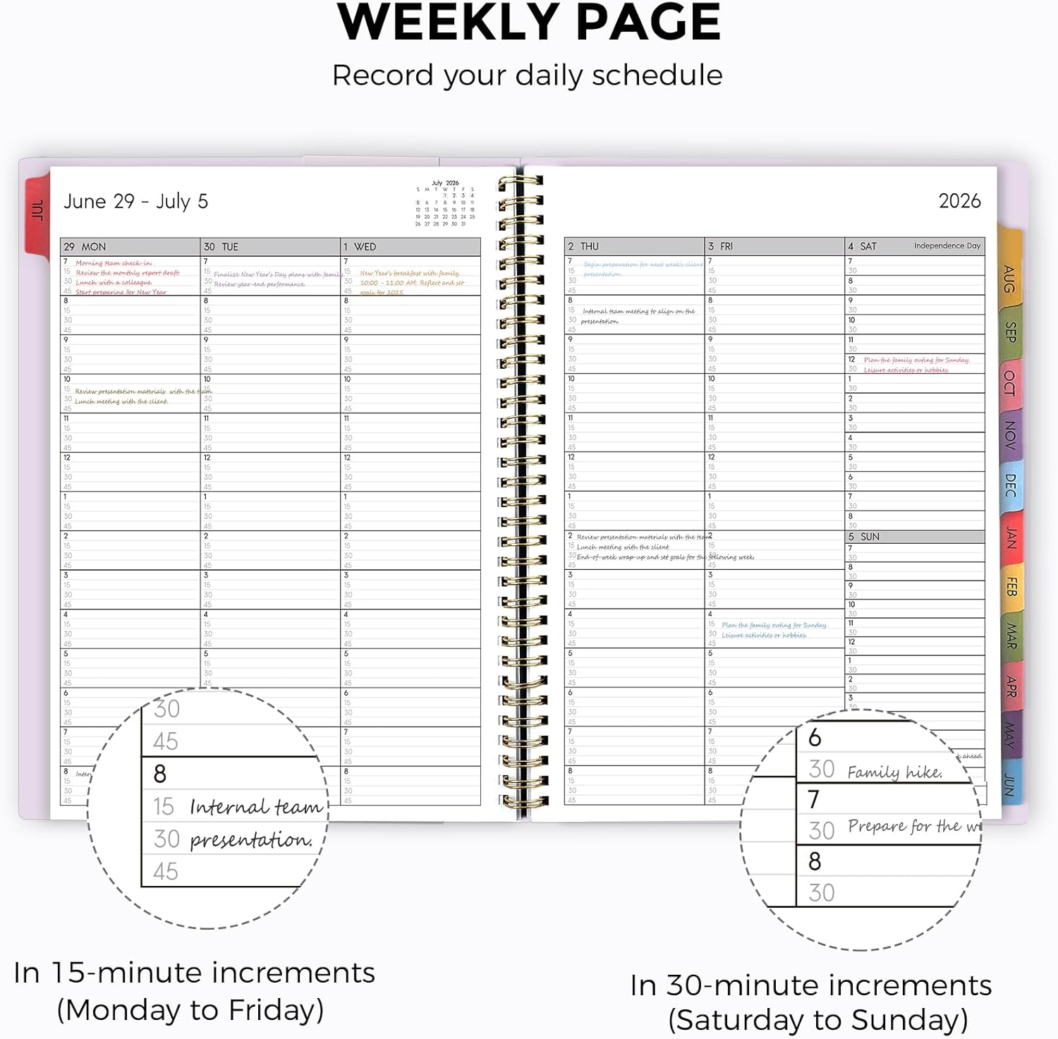 SKYDUE Appointment Book 2026-2027, Academic Hourly Planner from July 2026 - June 2027, 8.5" x 11" Weekly & Monthly Schedule Planner with 15-Minute Interval- Perfect for Daily Planning White Flower