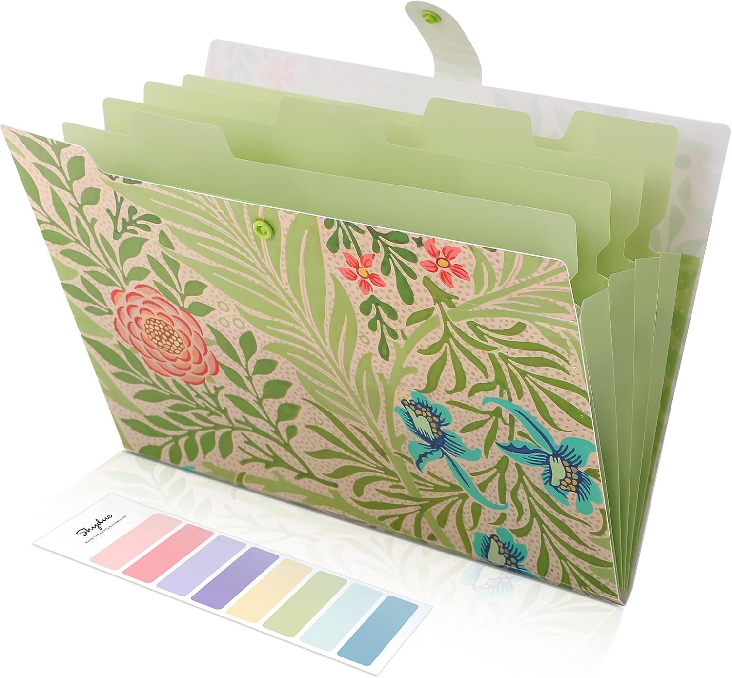 SKYDUE Expanding File Folder with 5 Pockets, Floral Accordion File Organizer for Important Document, Portable Receipt Paper Organizer, School Office Supplies Black