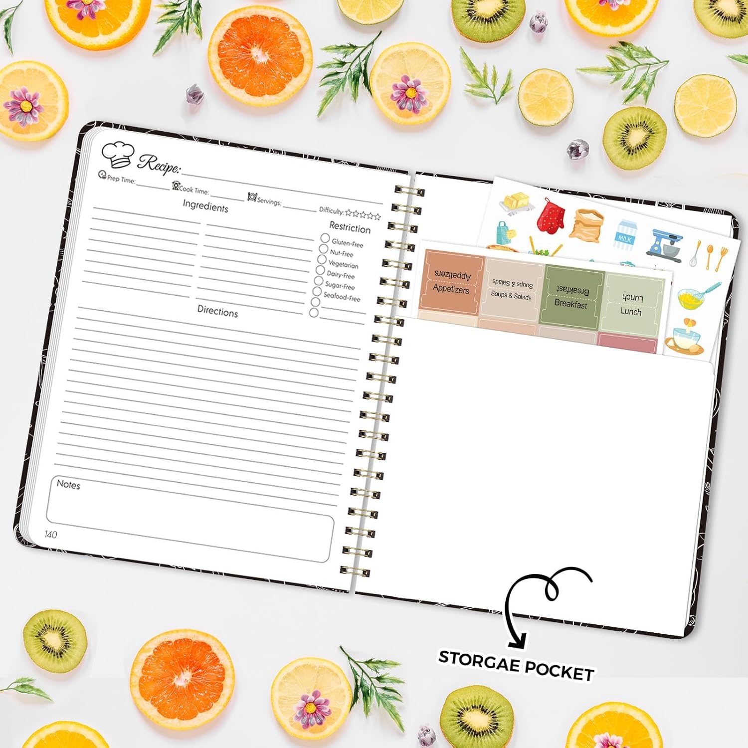 SKYDUE Blank Recipe Book to Write In Your Own Recipes, 8.5" x 11" Hardcover Recipe Journal with 140 Pages and Category Tabs
