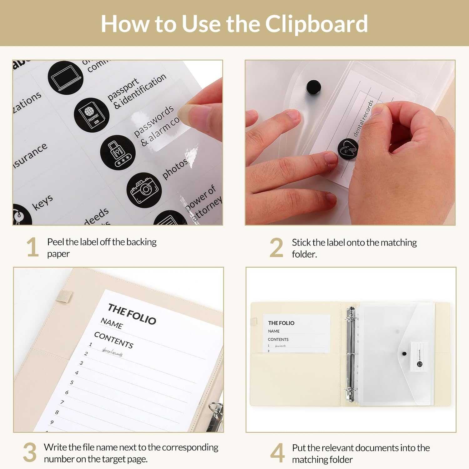 Document Organizer Folio - Emergency/Certificate/Birth Document Binder for Home, Office and School