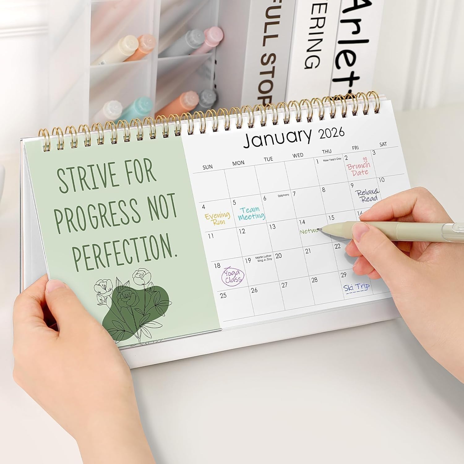 SKYDUE 2026 Small Desk Calendar 5.5" x 10" (Dec 2025 - Dec 2026), Inspirational Calendar 2026, Motivational Desk Calendar with Affirmations,Positive, Motivational and Inspirational Gifts