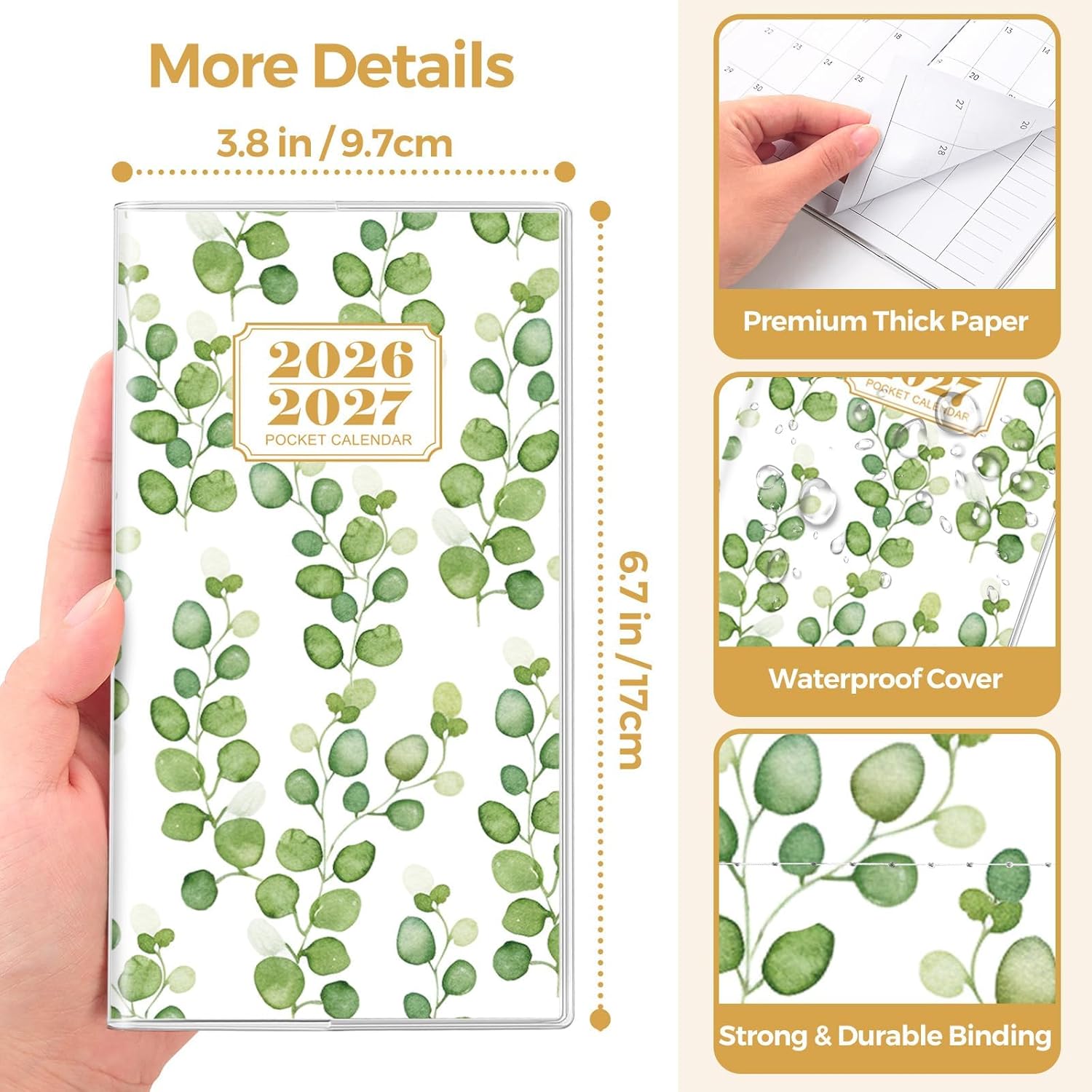 SKYDUE Pocket Calendar 2026-2027, Pocket Monthly Planner Jan 2026 - Dec 2027 for Purse, 6.7" X 3.7" 24-Month Small Planner, Academic Year Calendar, Compact Design with Plastic Sleeve