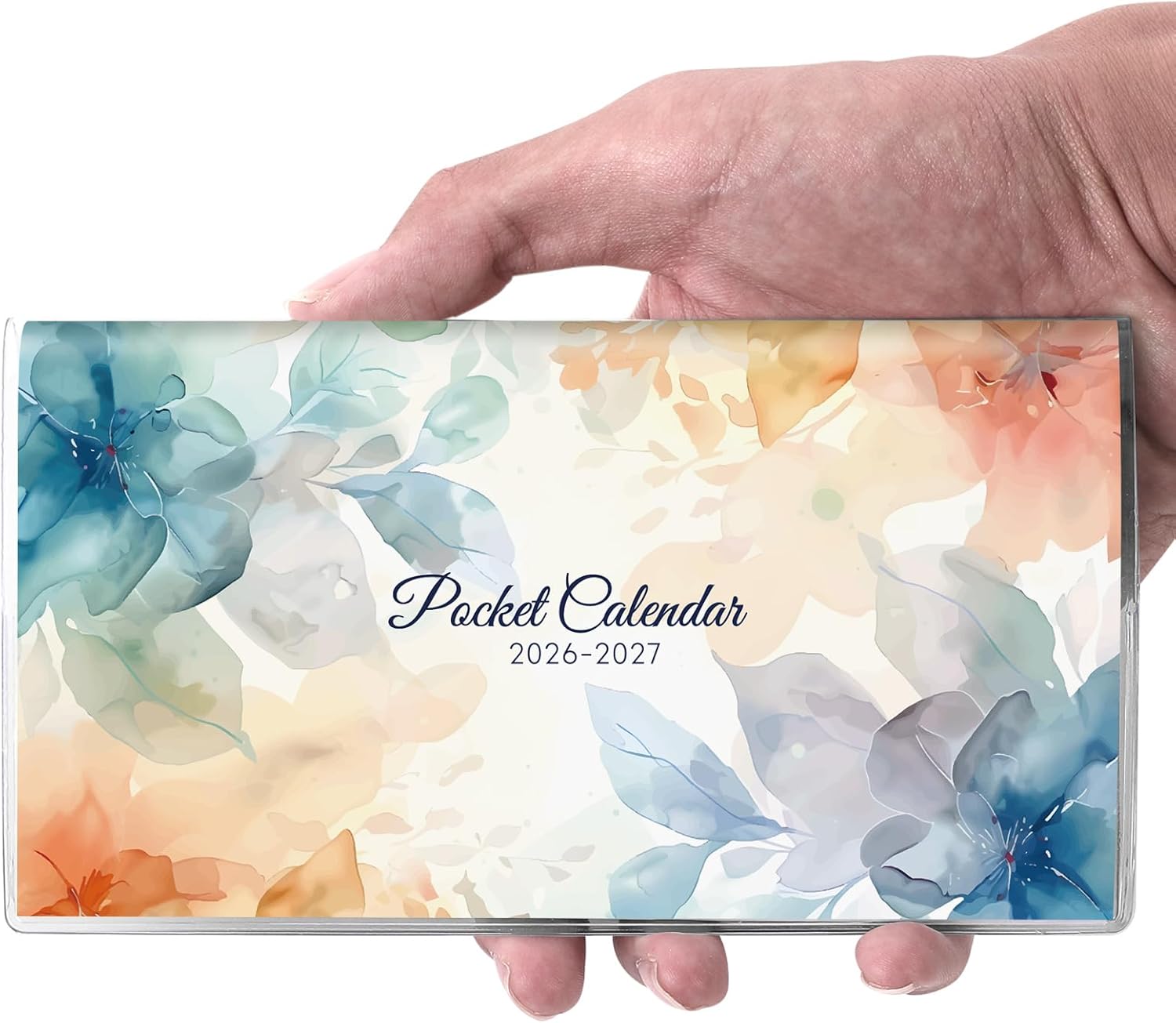 Pocket Calendar 2026-2027 for Purse, 2026-2027 Pocket Planner 24 Months with Soft Waterproof Cover and Premium Paper, 6.5" x 3.5", Floral