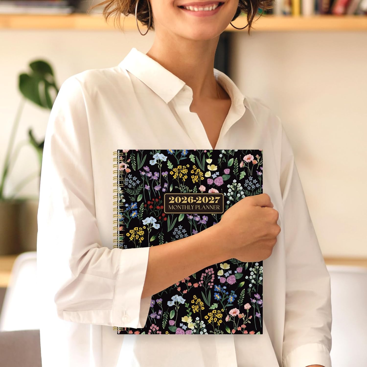SKYDUE Monthly Planner 2026-2027, 24 Months Calendar Planner 2026-2027, 7.5" x 10" B5 Planner, Twin-wire Spiral Bound, Durable Waterproof Cover, Thick No-Bleed Paper, Floral