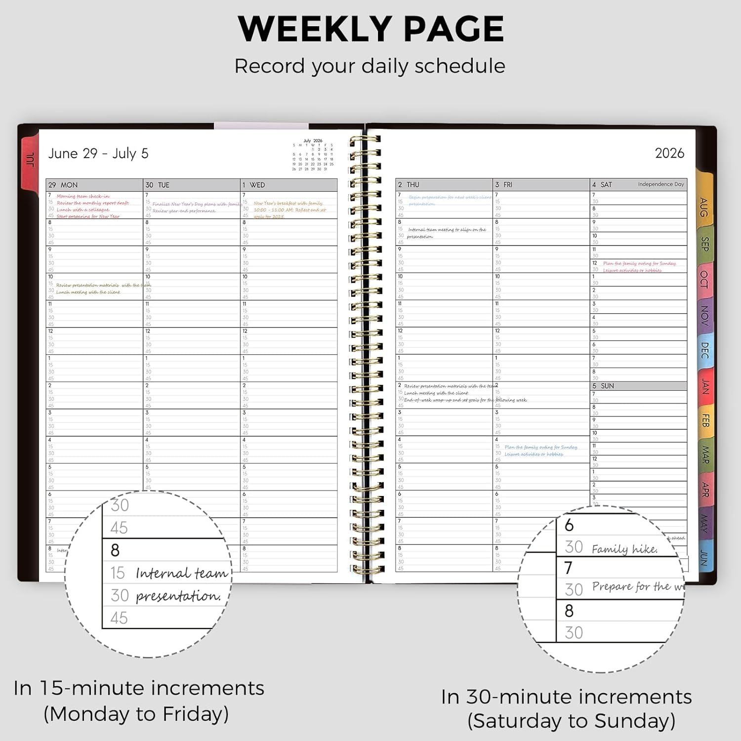 SKYDUE Appointment Book 2026-2027, Academic Hourly Planner from July 2026 - June 2027, 8.5" x 11" Weekly & Monthly Schedule Planner with 15-Minute Interval- Perfect for Daily Planning White Flower