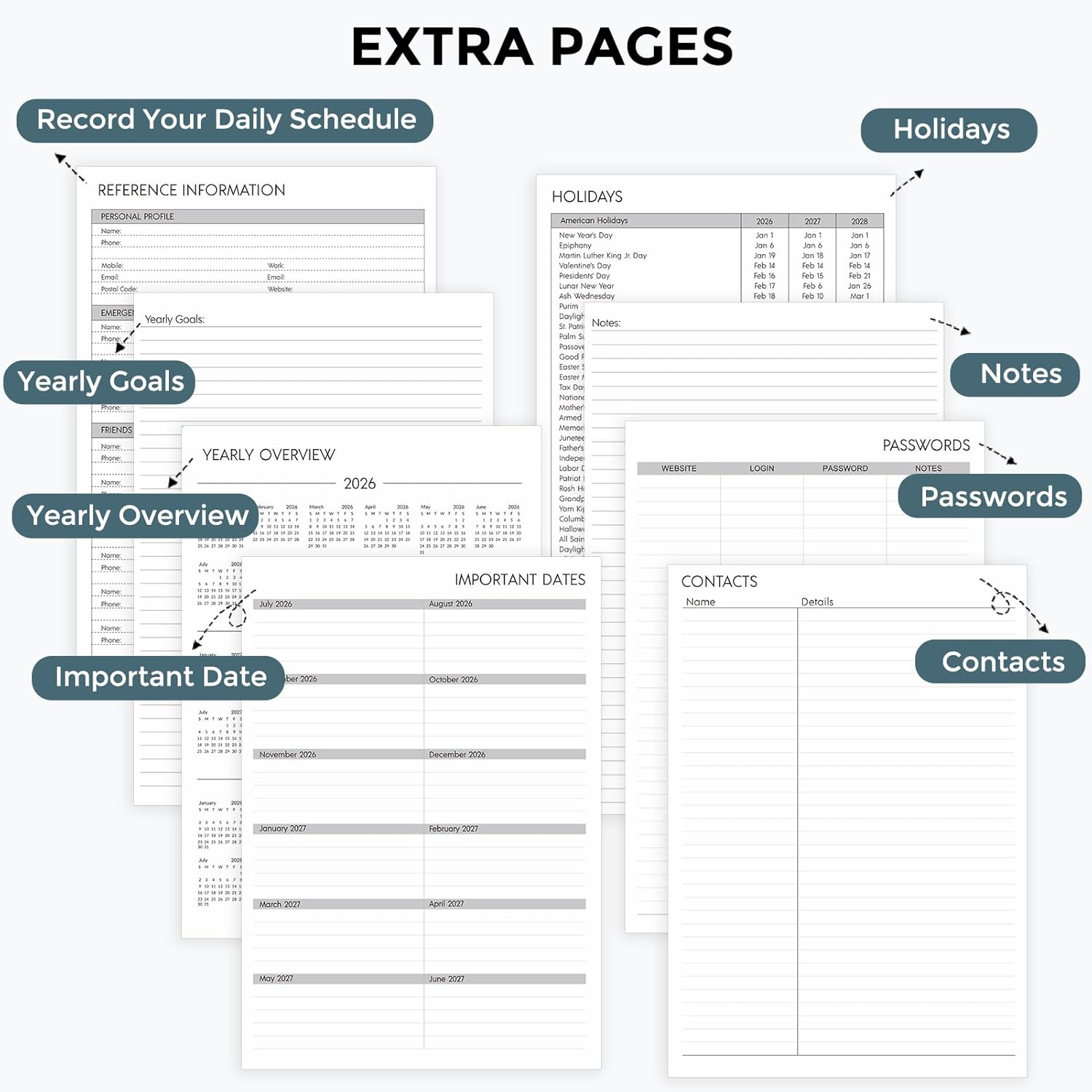 SKYDUE Appointment Book 2026-2027, Academic Hourly Planner from July 2026 - June 2027, 8.5" x 11" Weekly & Monthly Schedule Planner with 15-Minute Interval- Perfect for Daily Planning White Flower