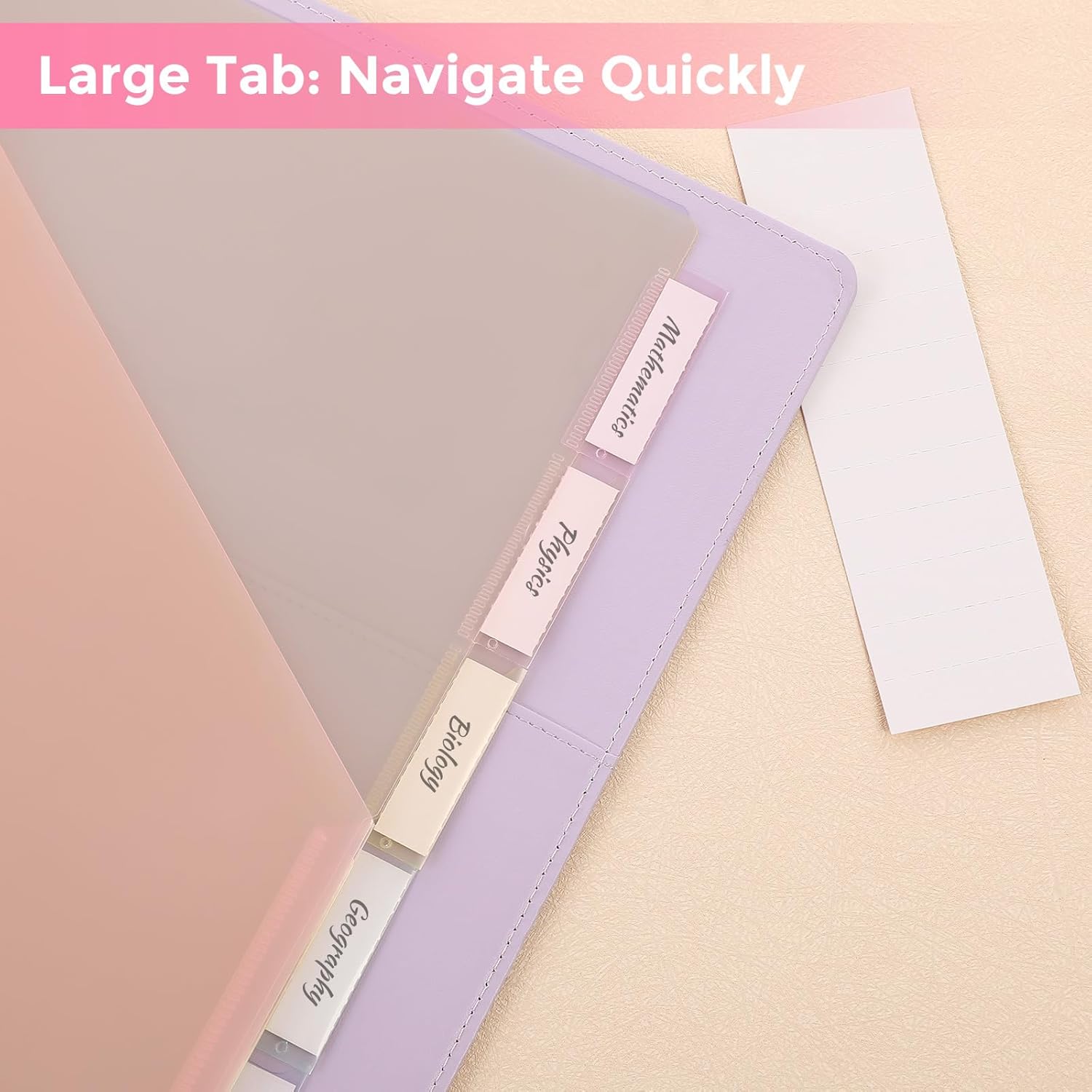 SKYDUE Binder Dividers with Two Pockets, 1Set, 5 Tabs Dividers for 3 Ring Binder, Plastic Binder Dividers with Tabs for School, Office, and Home Organization,Pink