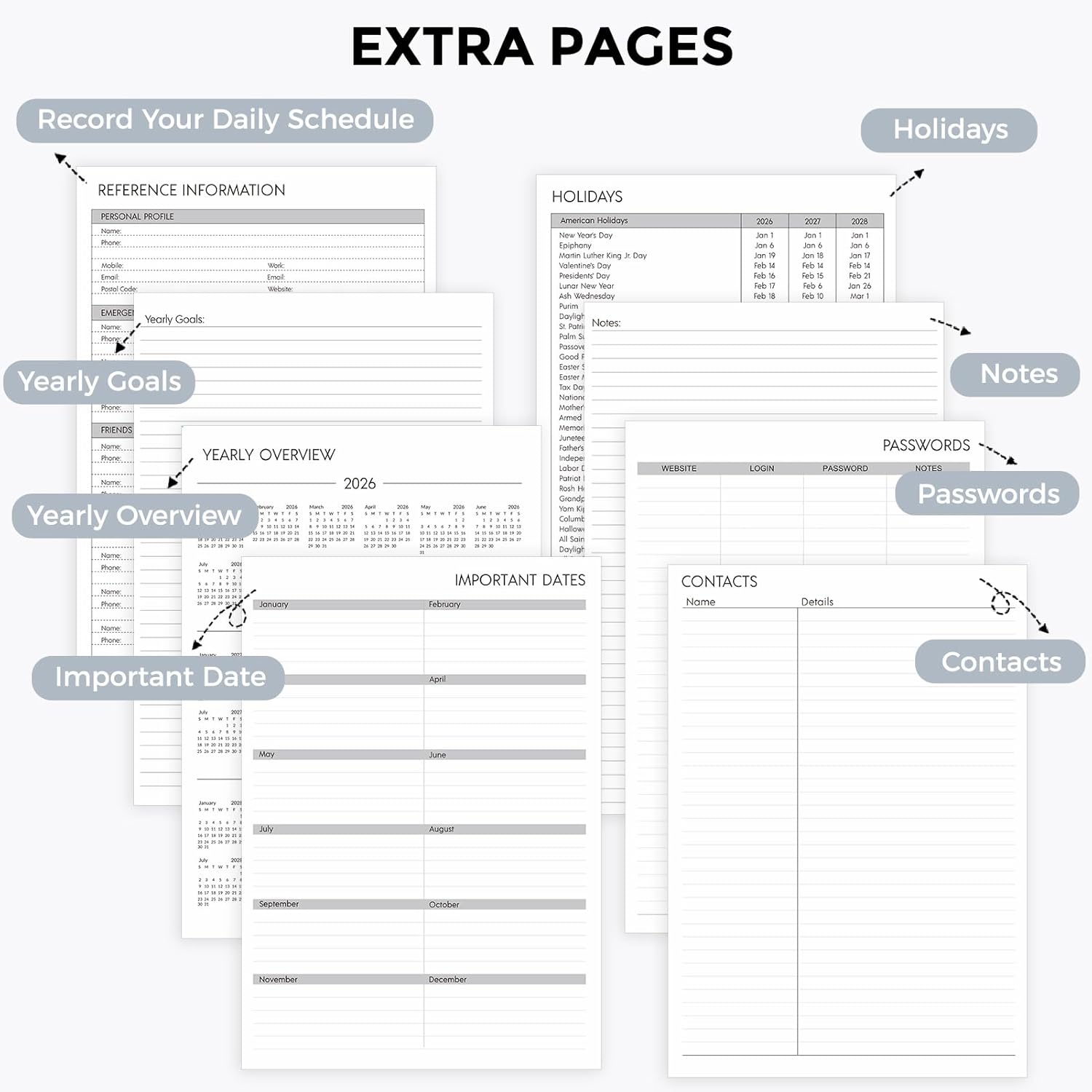 SKYDUE Appointment Book 2026-2027, Academic Hourly Planner from July 2026 - June 2027, 8.5" x 11" Weekly & Monthly Schedule Planner with 15-Minute Interval- Perfect for Daily Planning White Flower