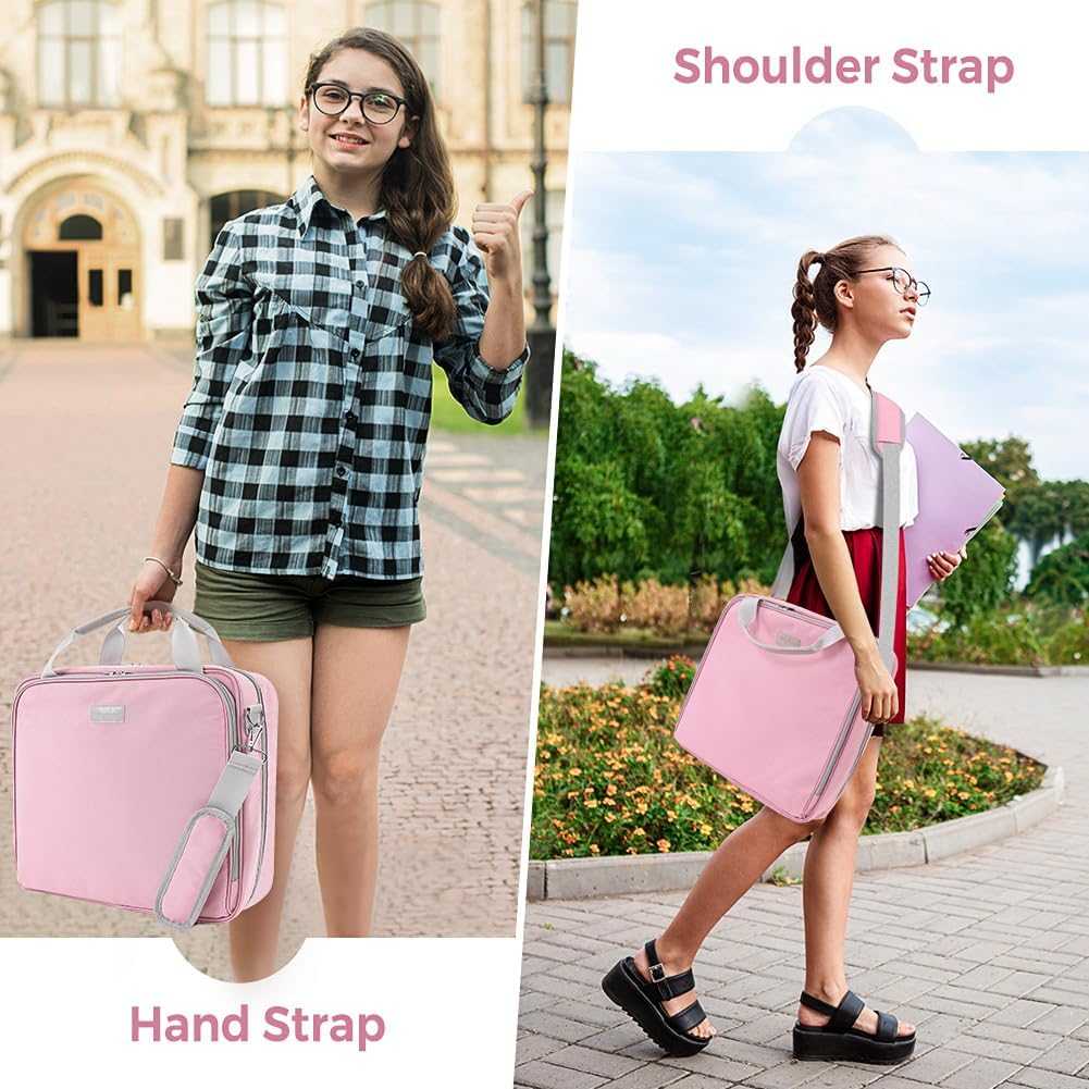 SKYDUE Zipper Binder 2 Inch O-Ring School Binder, Oxford Fabric School Organizer Holds 400+ Sheets, Fits 13.3" Laptop, Water-Resistant, Handle & Shoulder Strap, 14"x13" – Black