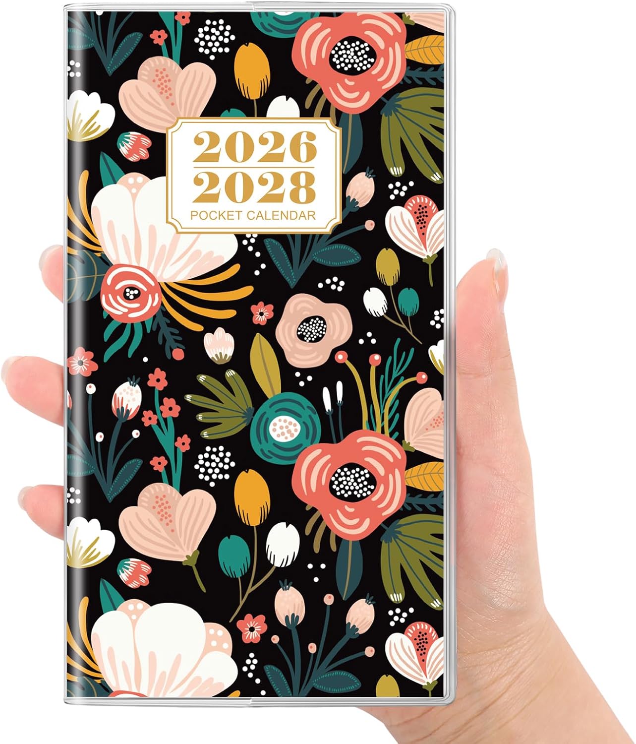 SKYDUE Pocket Calendar 2026-2027, Pocket Monthly Planner Jan 2026 - Dec 2027 for Purse, 6.7" X 3.7" 24-Month Small Planner, Academic Year Calendar, Compact Design with Plastic Sleeve