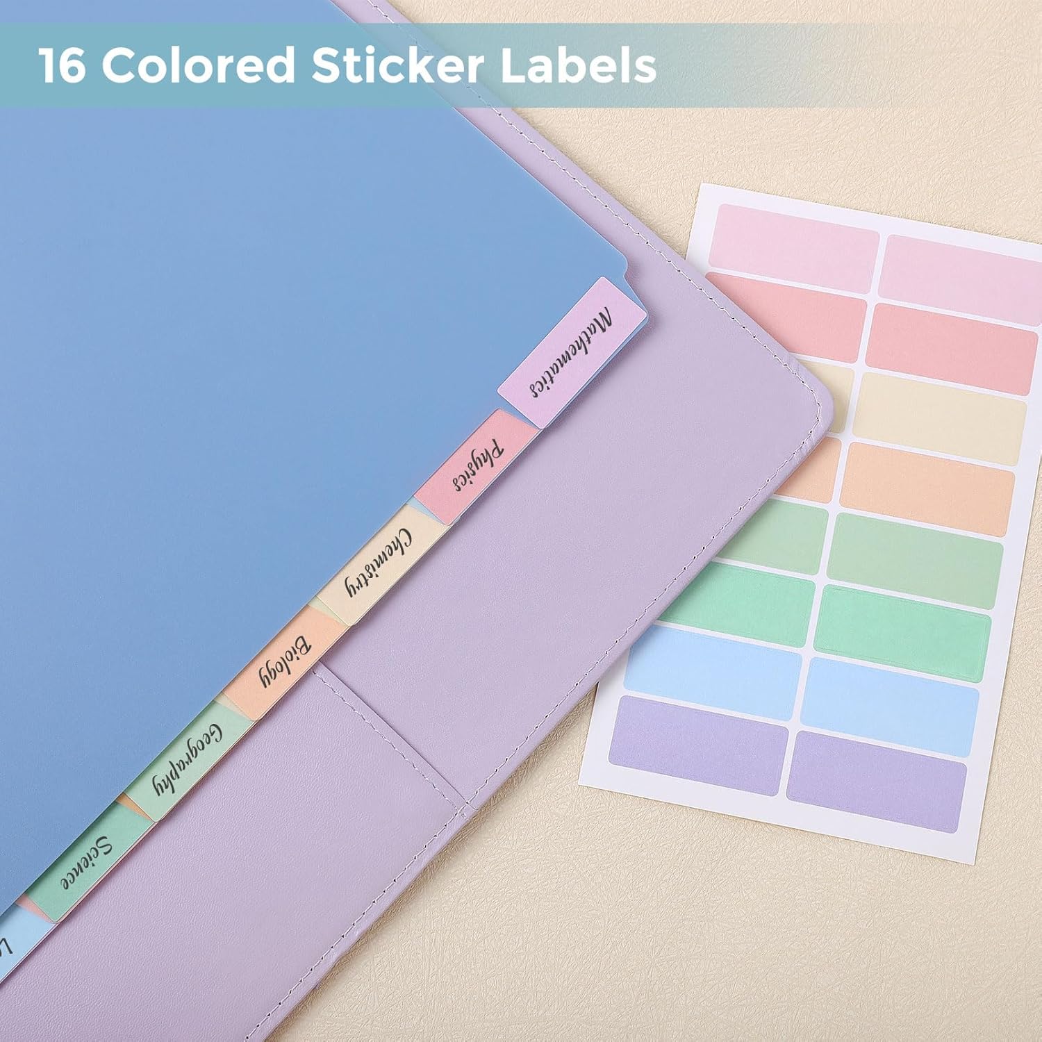 SKYDUE 8 Tab Binder Dividers, Letter Size, Durable Plastic Dividers for 3 Ring Binder, Write & Erase Binder Dividers with Tabs, 1 Set, Aesthetic Pastels Binder Divider for School, Office