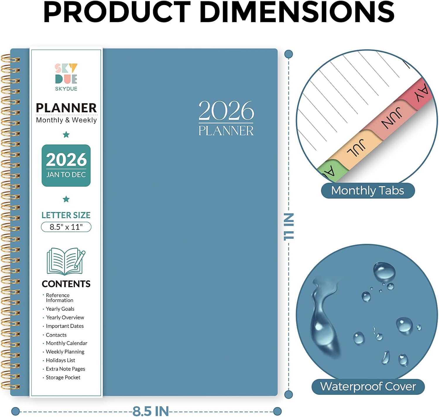 Planner 2026, 8.5" x 11" Monthly & Weekly Planner with Tabs, JAN - DEC 2026, Goal Setting & Time Management Organizer for Professionals & Students
