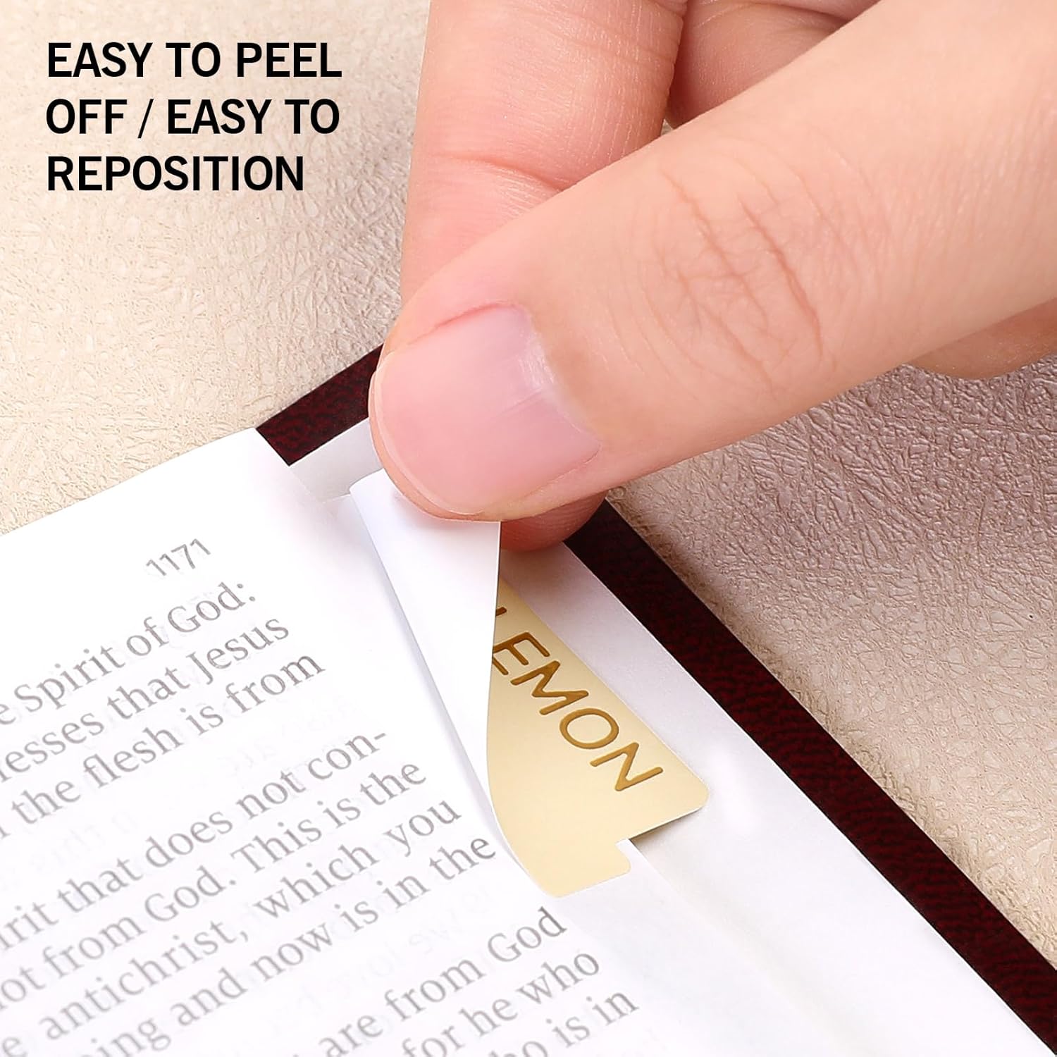 Laminated Bible Tabs for Women, 100 Tabs, Bible Book Tabs for Study Bible, Large Print Bible Chapter Tabs(Gold Foil Embossed Lettering), Bible Study Supplies, Cream Bible Labels Tabs