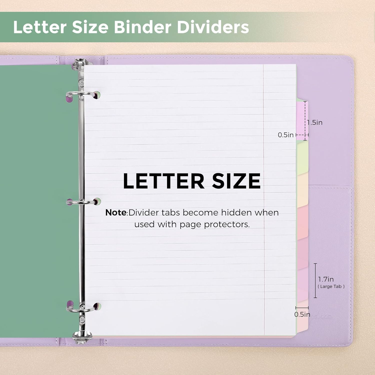 SKYDUE 8 Tab Binder Dividers, Letter Size, Durable Plastic Dividers for 3 Ring Binder, Write & Erase Binder Dividers with Tabs, 1 Set, Aesthetic Pastels Binder Divider for School, Office